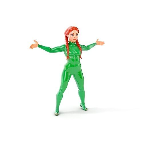 Rigged and Animated RedHaired Character in Green Suit Low-poly 3D model