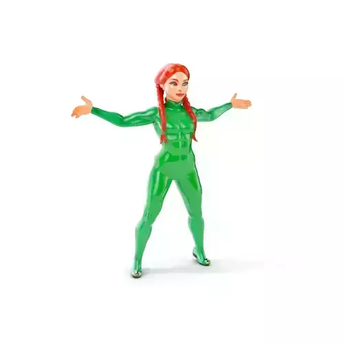Rigged and Animated RedHaired Character in Green Suit Low-poly 3D model