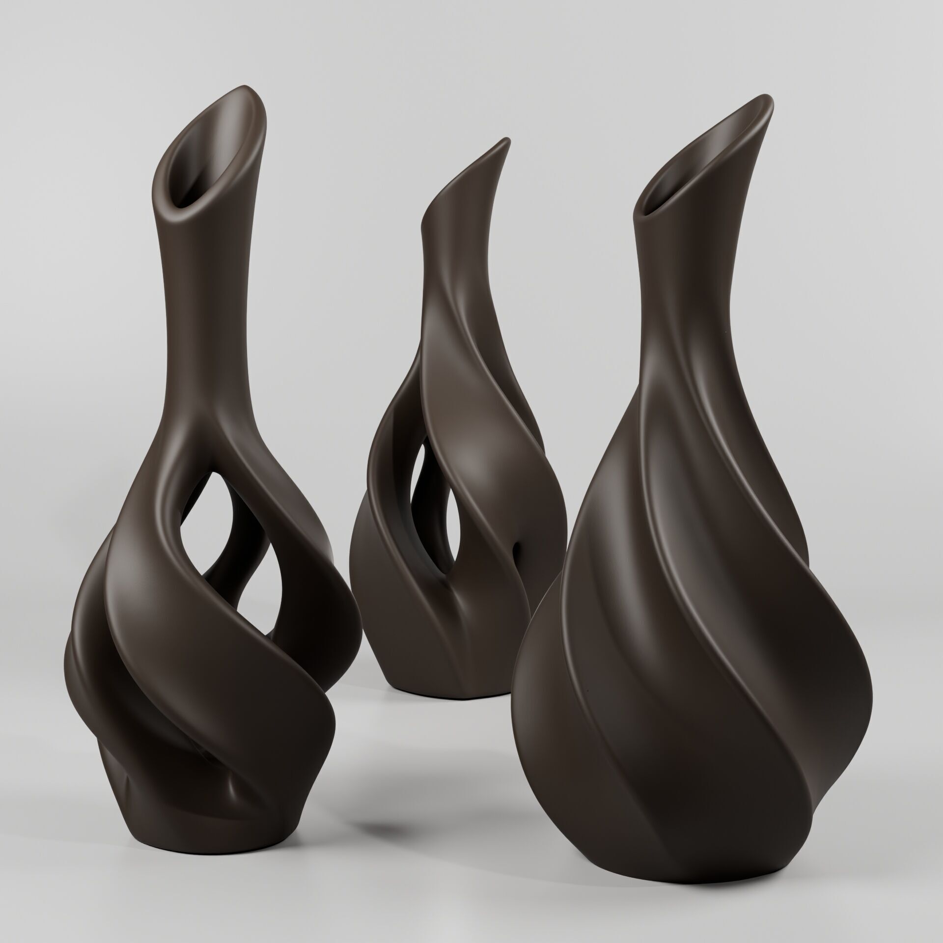 Twistform Vase Trio - Set of 03 Printable Sculptural 3D Vases 3D print model_1