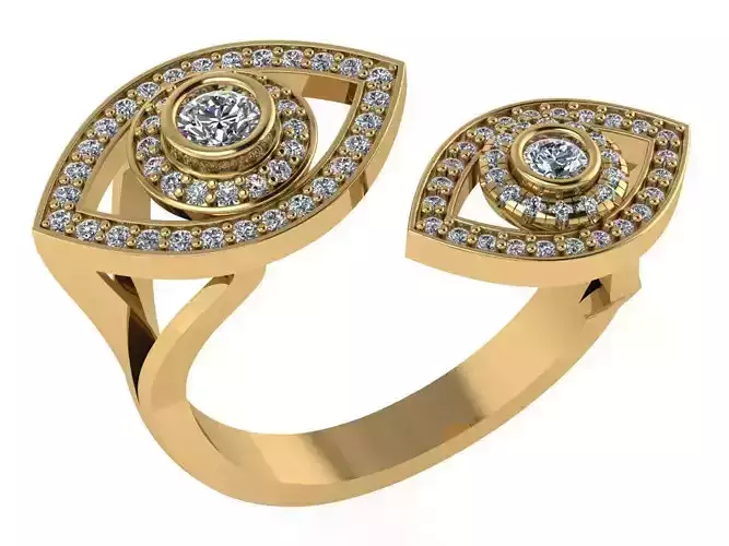 Round halo eye cutted ring