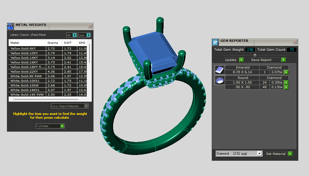 Emerald shape ring with doble hidden halo 3D print model_5