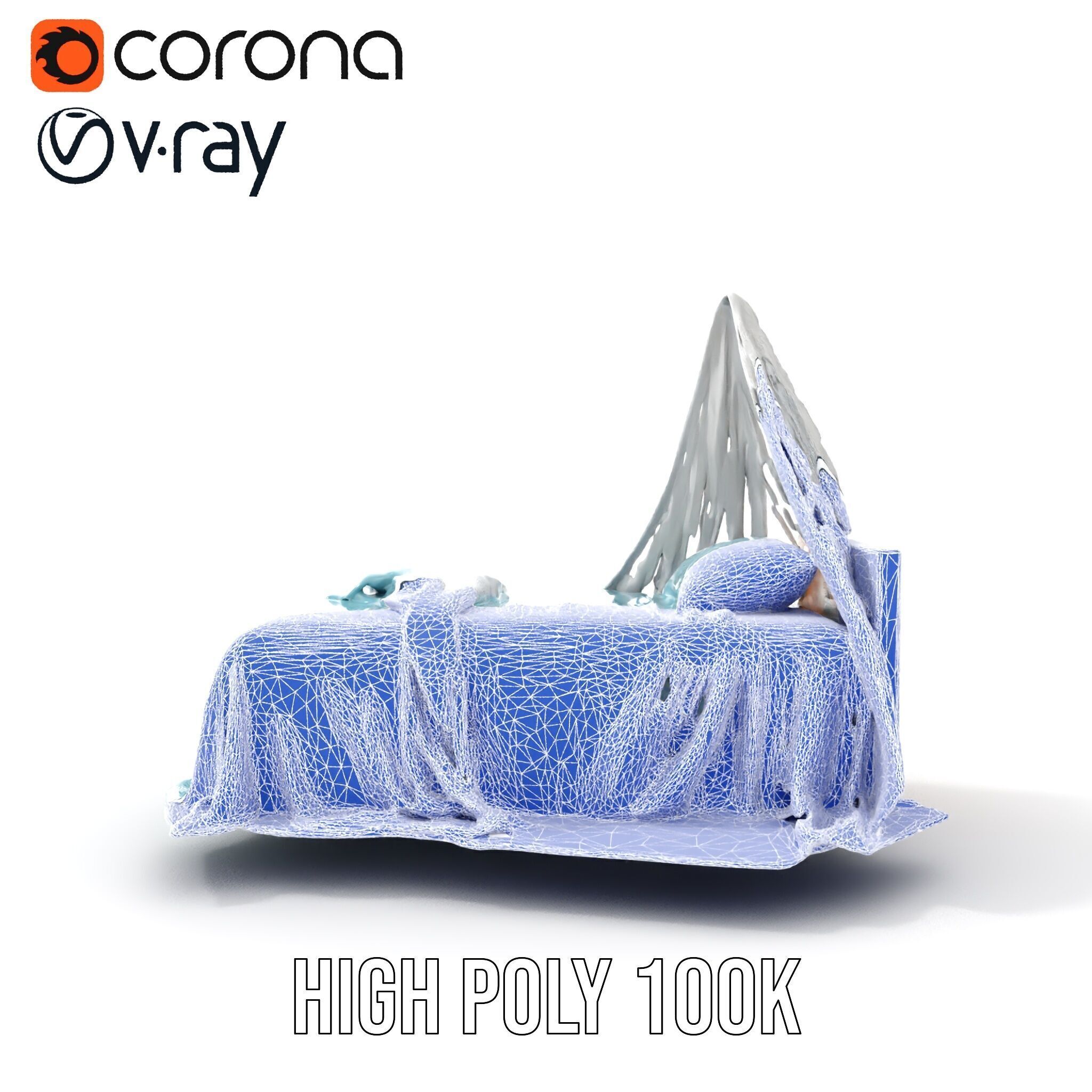 Elegant Canopy Bed model pack with Draped Fabric Low-poly 3D model_28