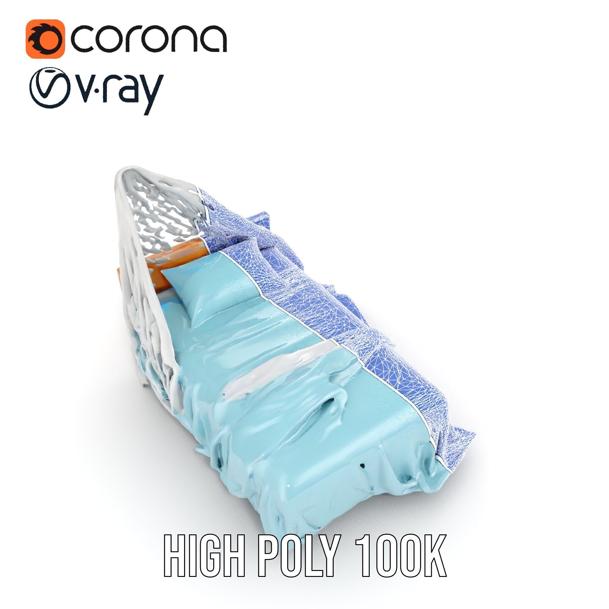 Elegant Canopy Bed model pack with Draped Fabric Low-poly 3D model_22