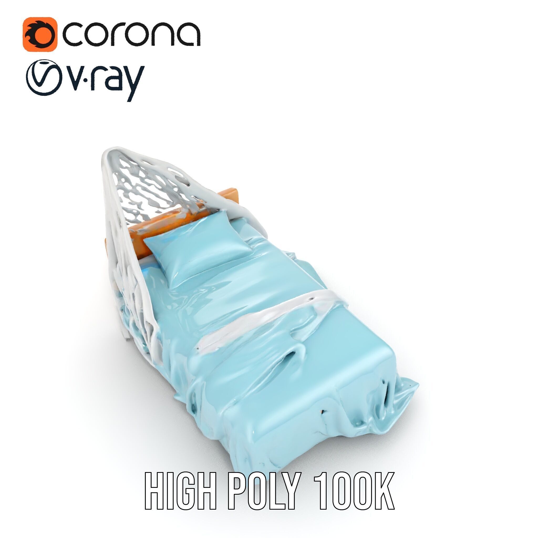 Elegant Canopy Bed model pack with Draped Fabric Low-poly 3D model_35