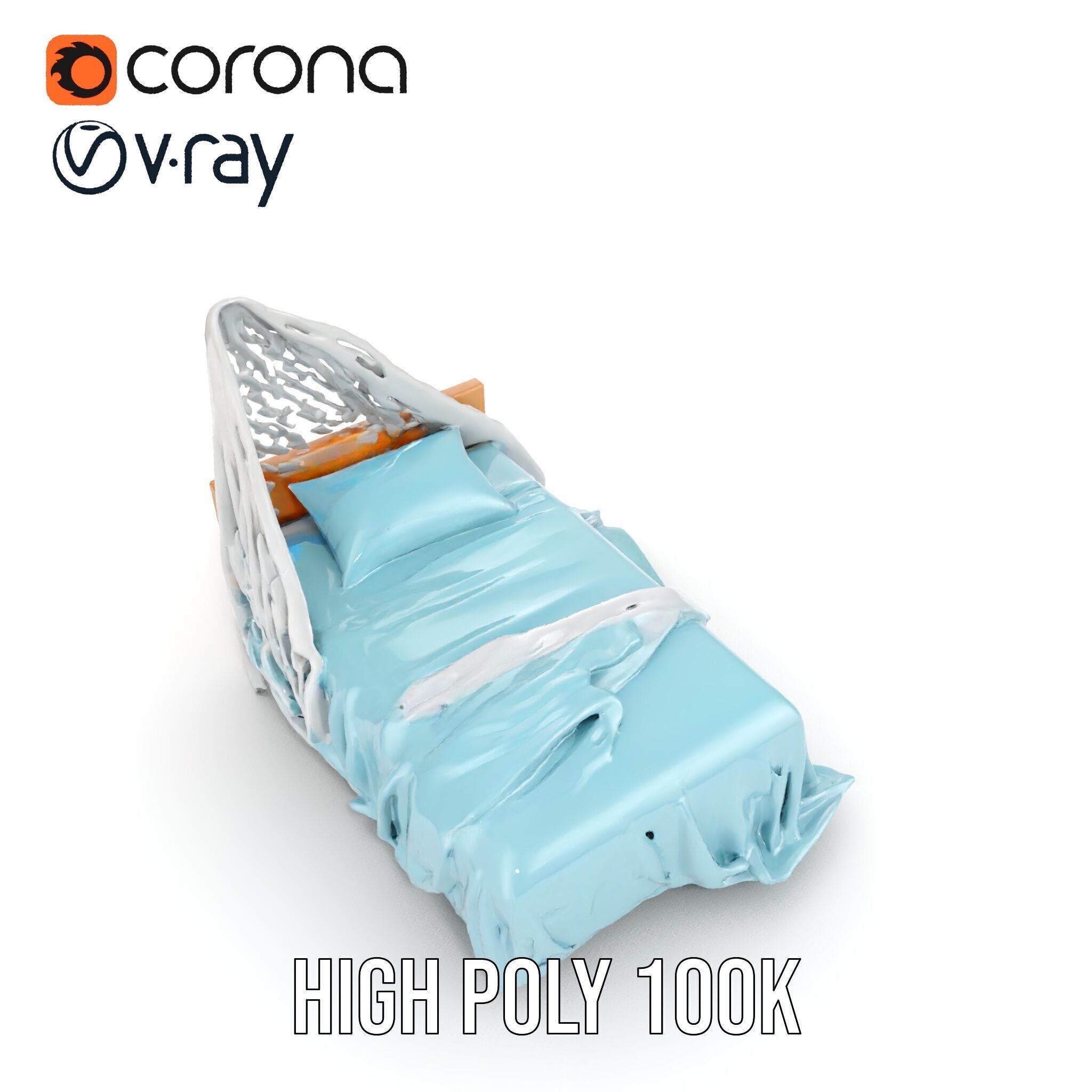 Elegant Canopy Bed model pack with Draped Fabric Low-poly 3D model_6
