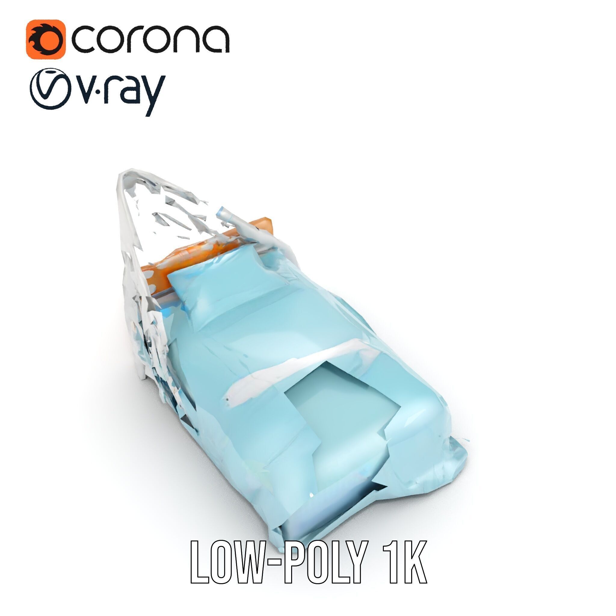 Elegant Canopy Bed model pack with Draped Fabric Low-poly 3D model_10
