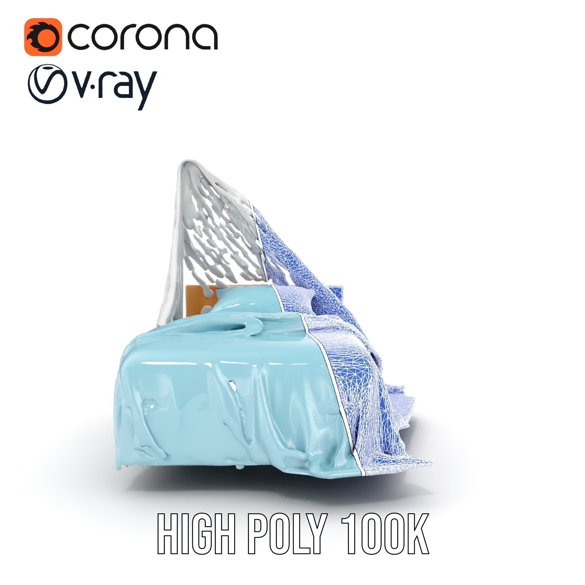 Elegant Canopy Bed model pack with Draped Fabric Low-poly 3D model_25