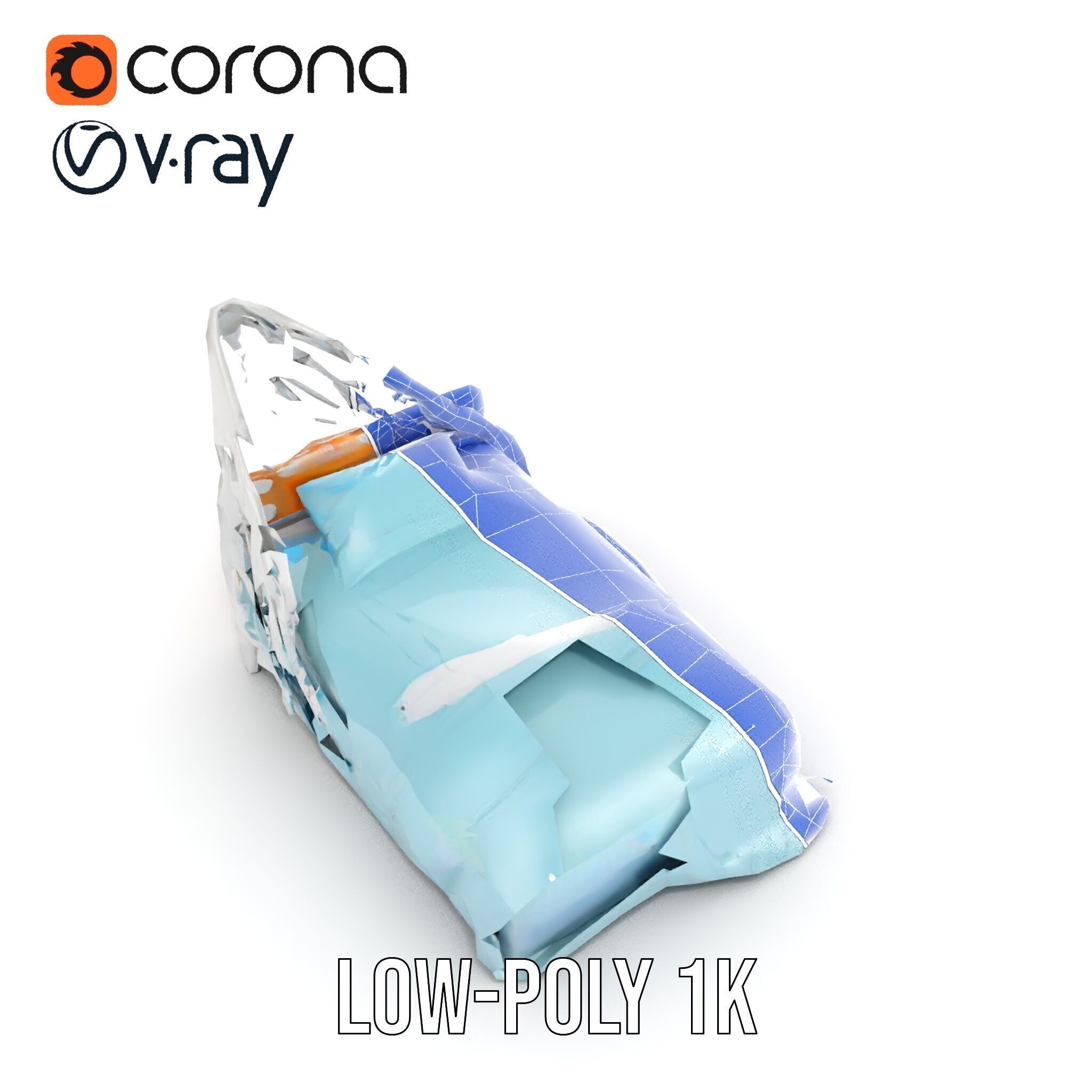 Elegant Canopy Bed model pack with Draped Fabric Low-poly 3D model_26
