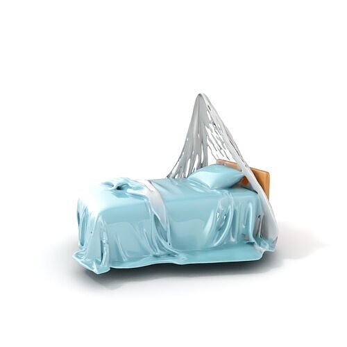 Elegant Canopy Bed model pack with Draped Fabric Low-poly 3D model