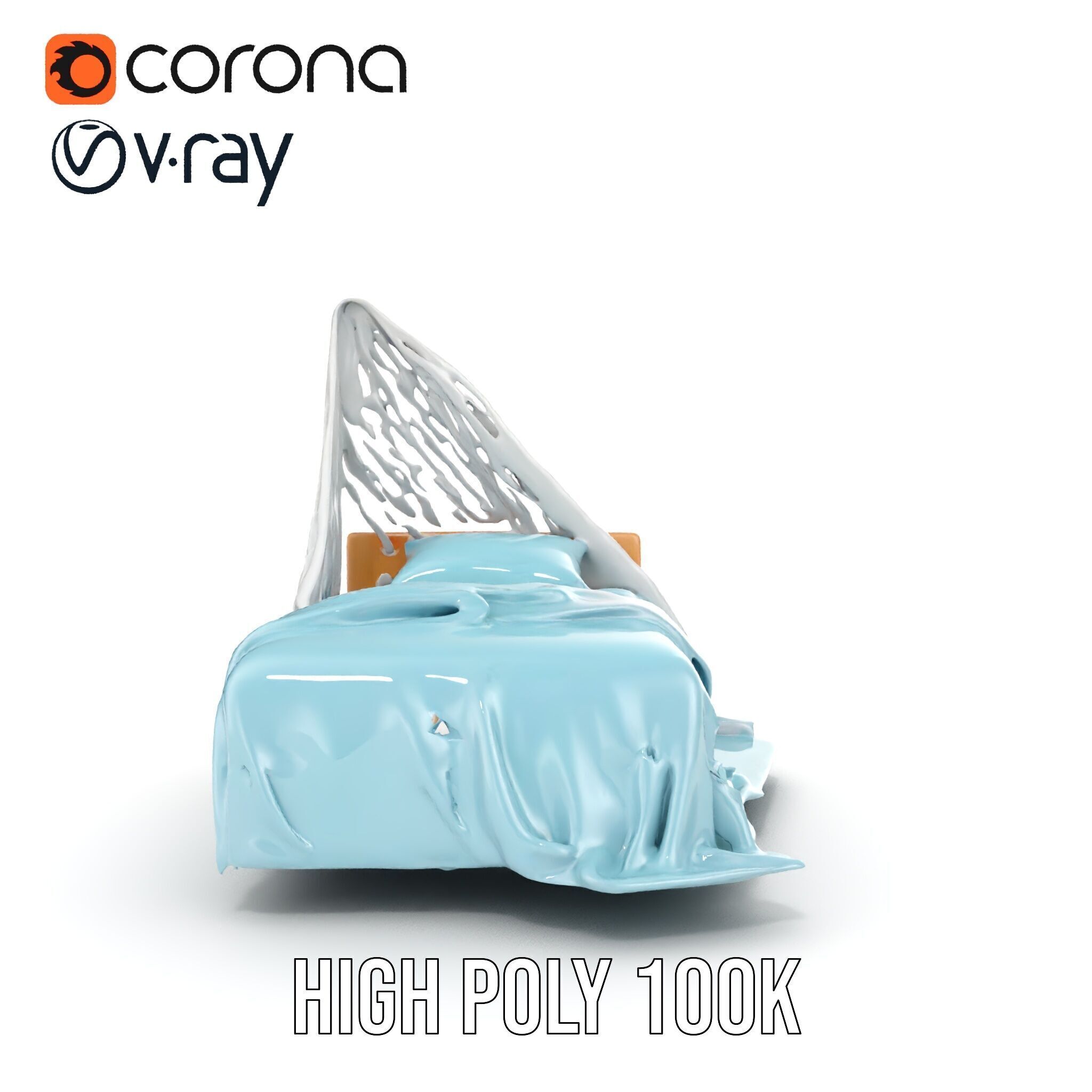 Elegant Canopy Bed model pack with Draped Fabric Low-poly 3D model_27