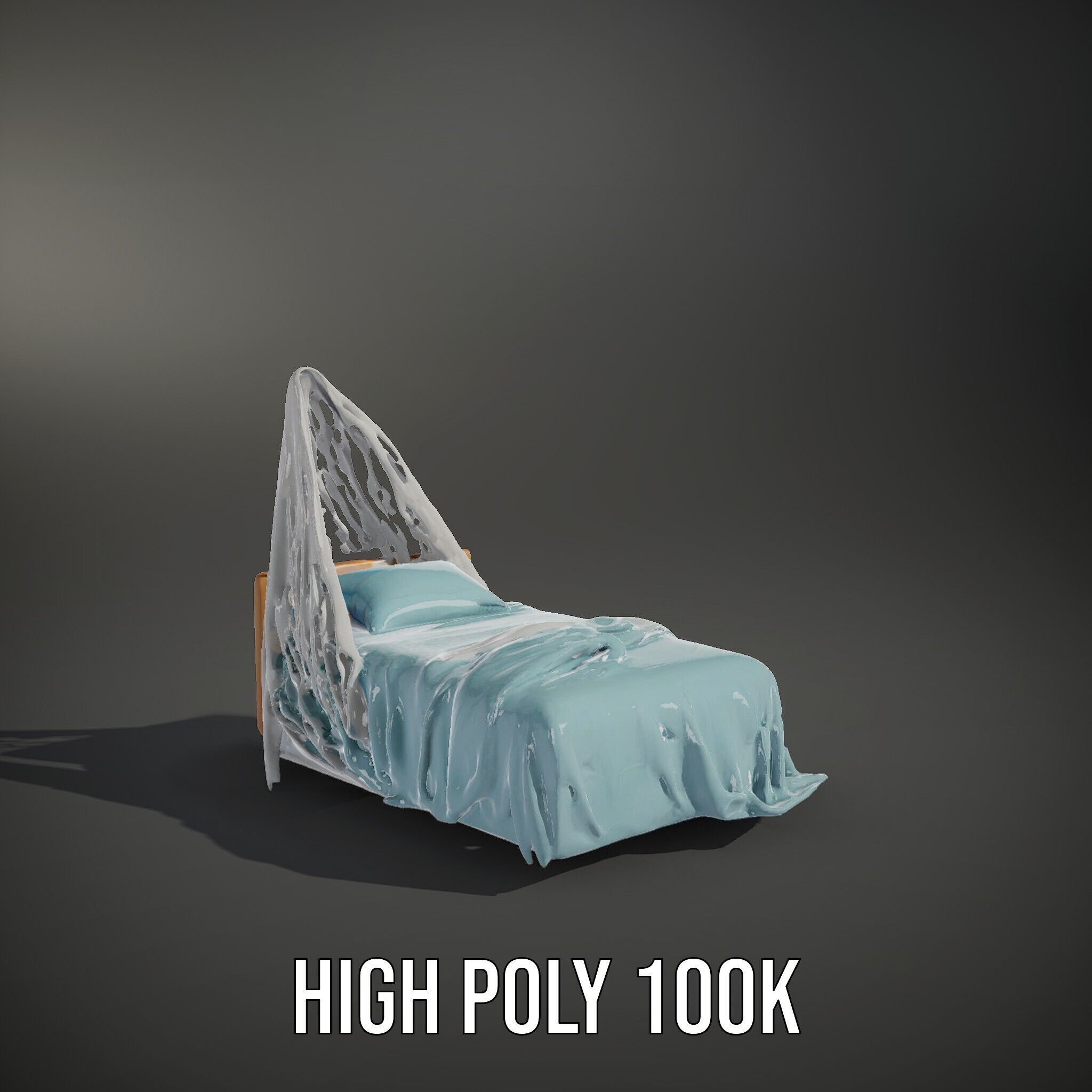 Elegant Canopy Bed model pack with Draped Fabric Low-poly 3D model_11