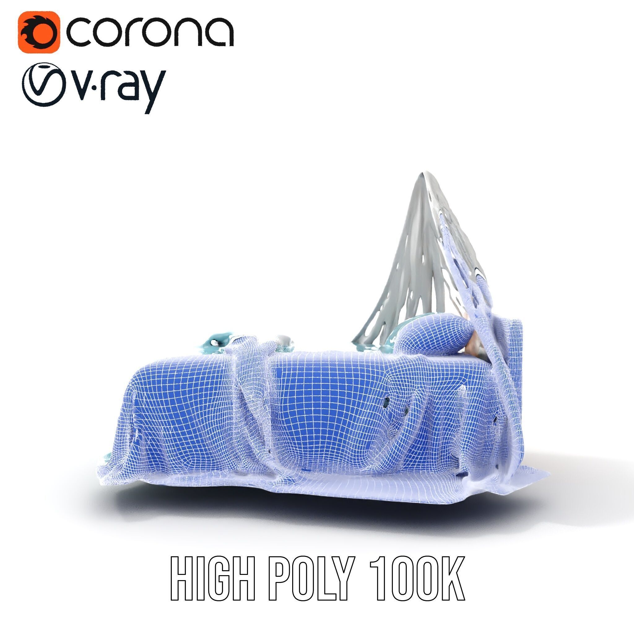 Elegant Canopy Bed model pack with Draped Fabric Low-poly 3D model_38