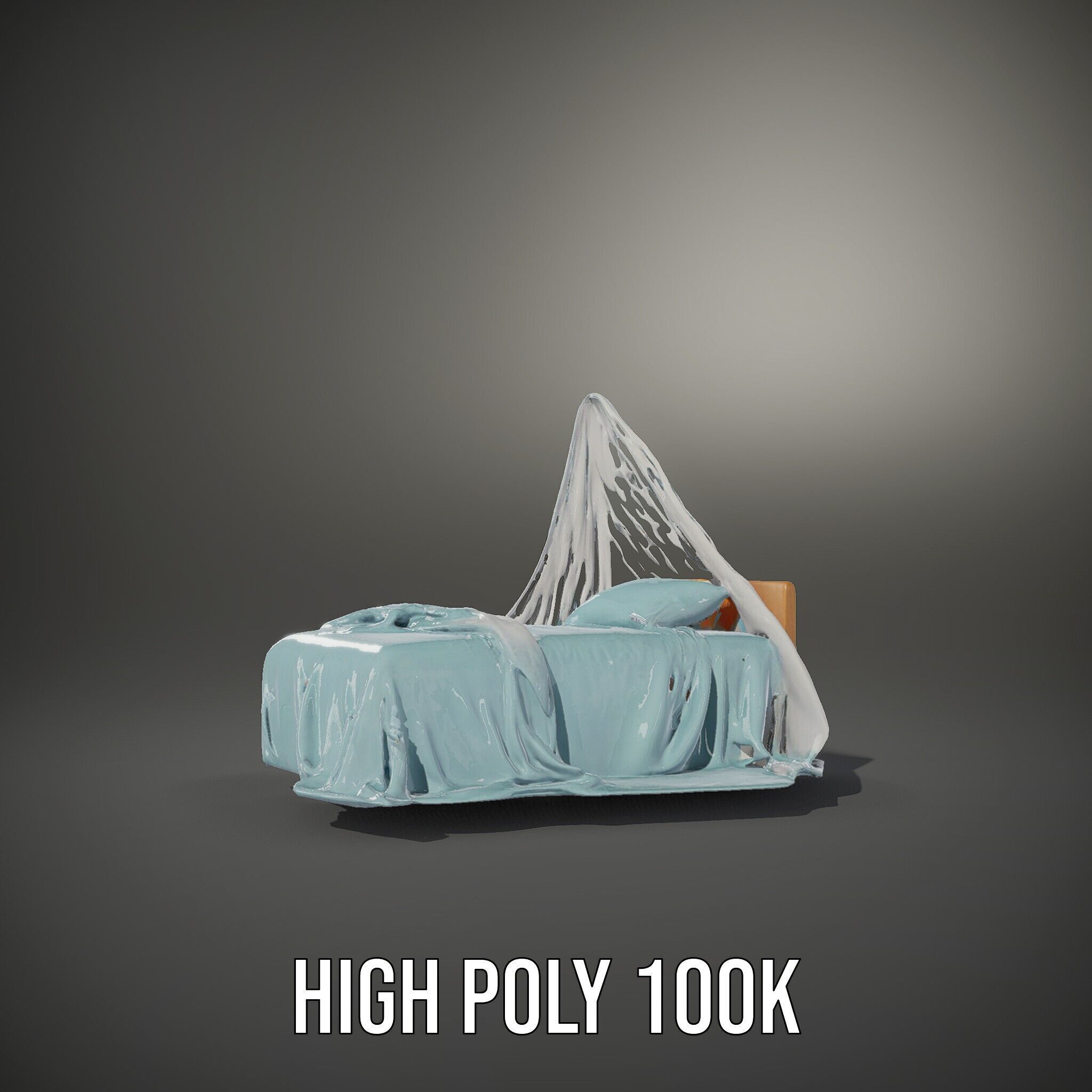 Elegant Canopy Bed model pack with Draped Fabric Low-poly 3D model_8