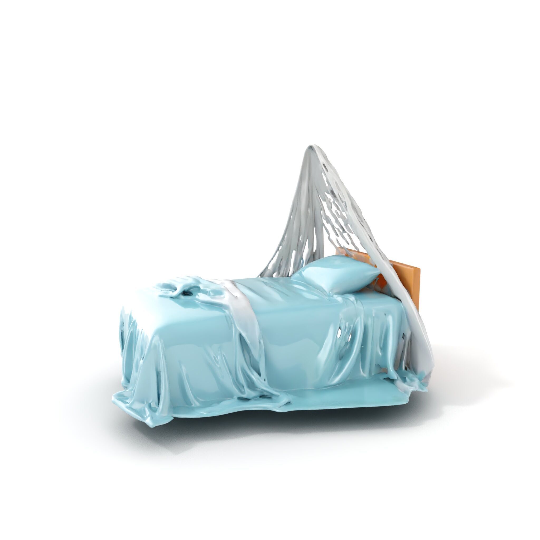 Elegant Canopy Bed model pack with Draped Fabric Low-poly 3D model_9