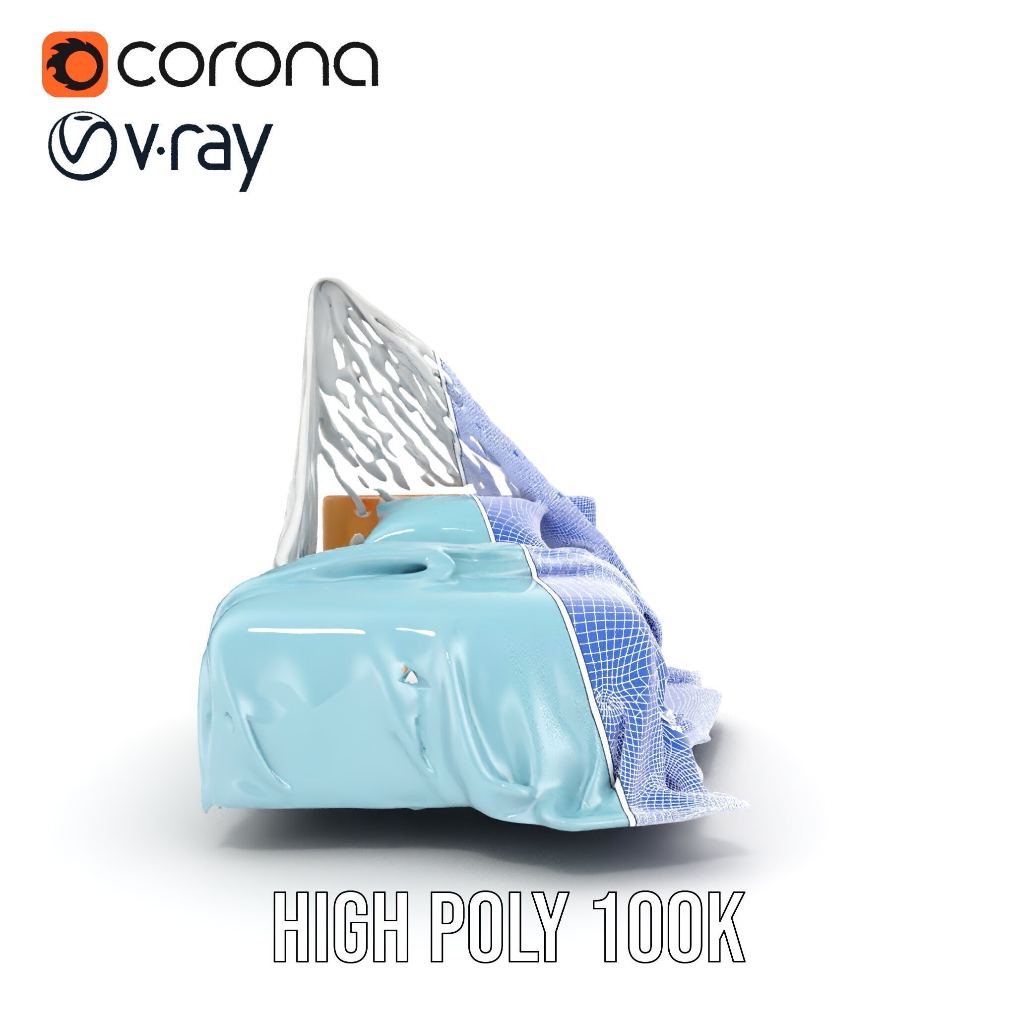 Elegant Canopy Bed model pack with Draped Fabric Low-poly 3D model_37