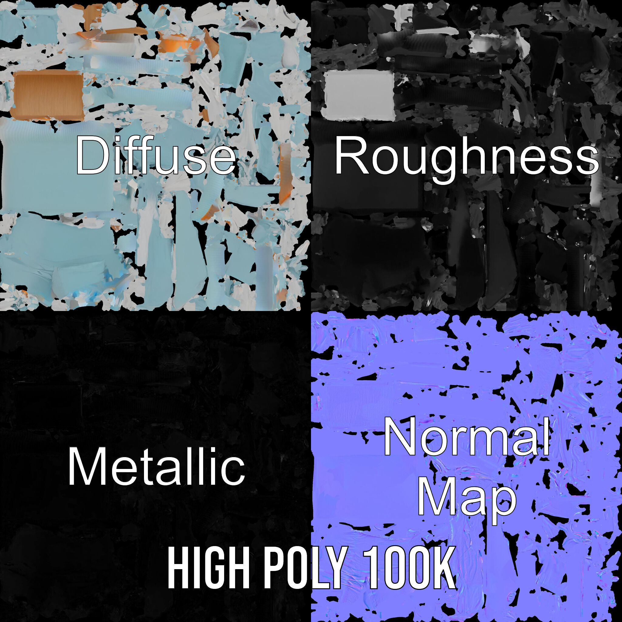 Elegant Canopy Bed model pack with Draped Fabric Low-poly 3D model_3