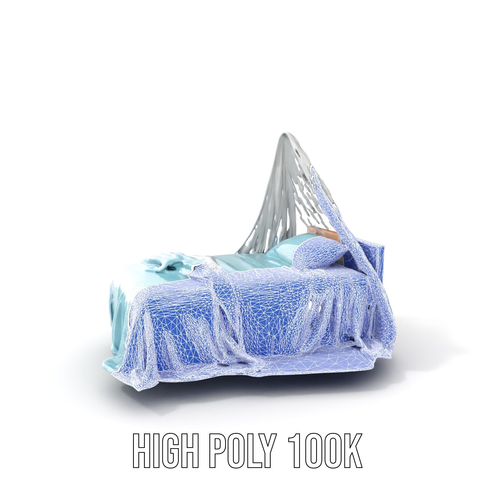 Elegant Canopy Bed model pack with Draped Fabric Low-poly 3D model_17