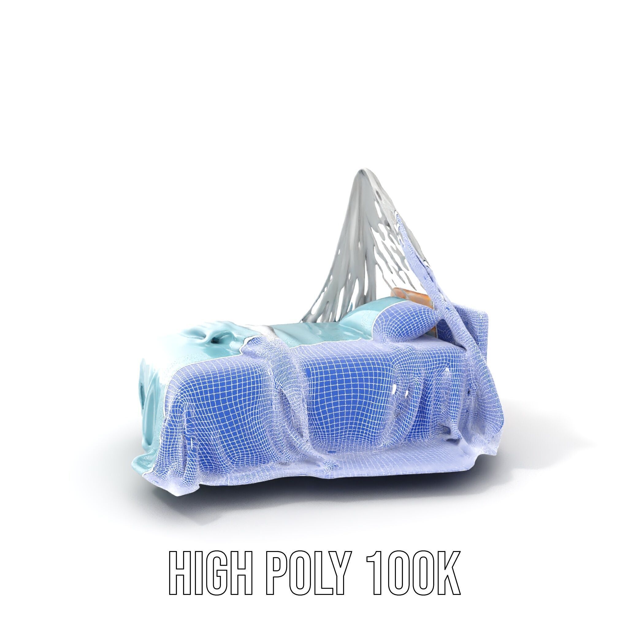 Elegant Canopy Bed model pack with Draped Fabric Low-poly 3D model_4