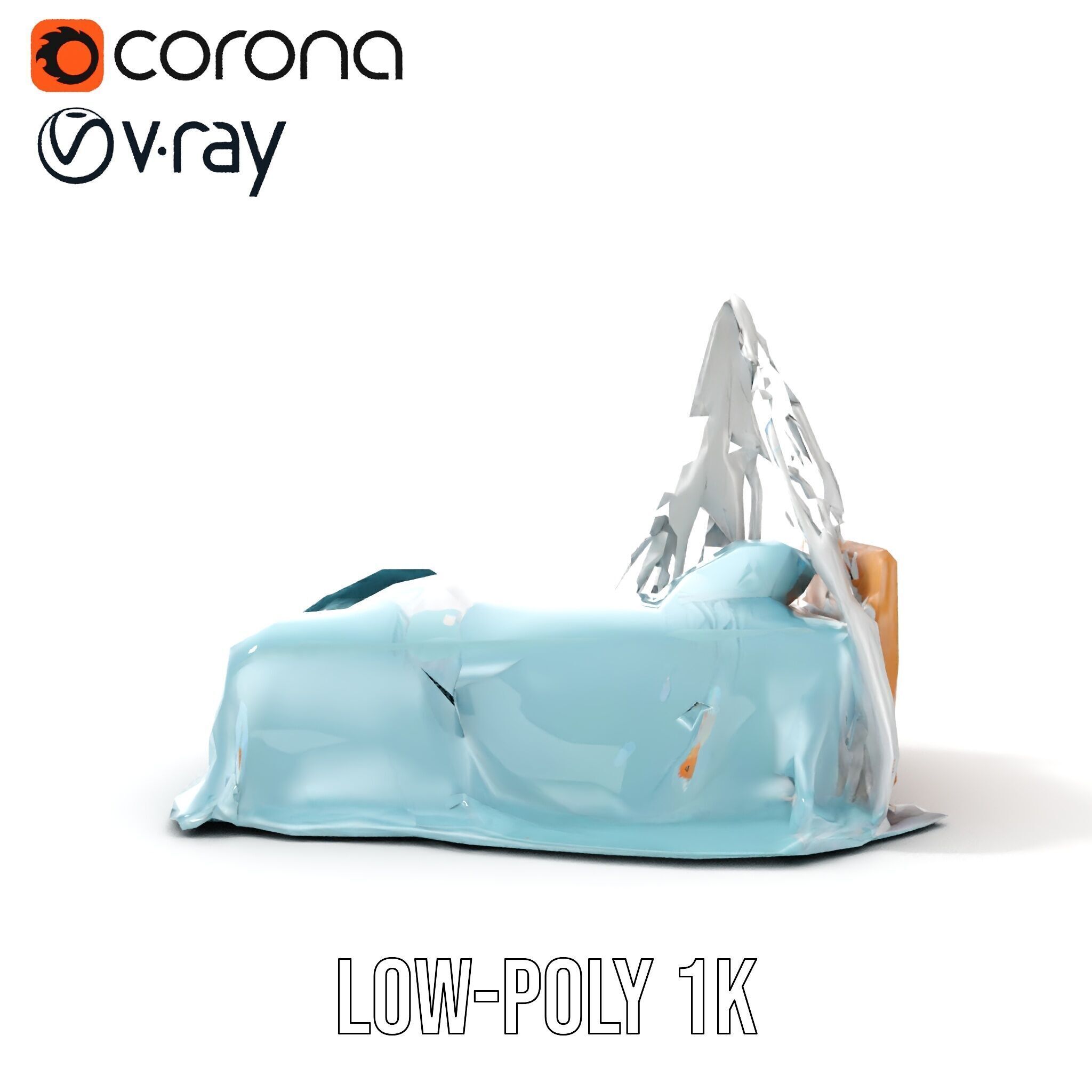 Elegant Canopy Bed model pack with Draped Fabric Low-poly 3D model_7