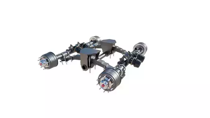 Truck Trailer Single Point Suspension System Heavy Duty 3D Model Low-poly 3D model