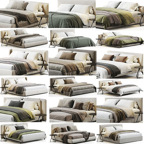Bed Colection 01 - 10 Items 3D model
