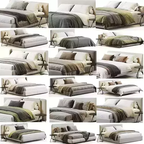 Bed Colection 01 - 10 Items 3D model