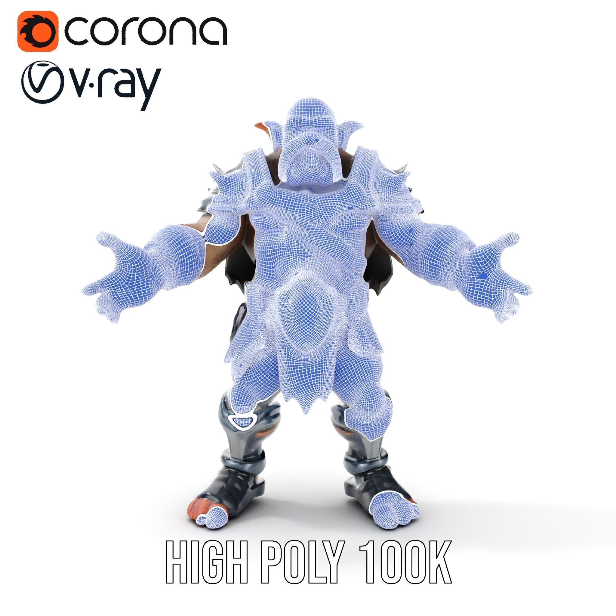 Orc Warlord Rigged and Animated D Character Model Low-poly 3D model_37