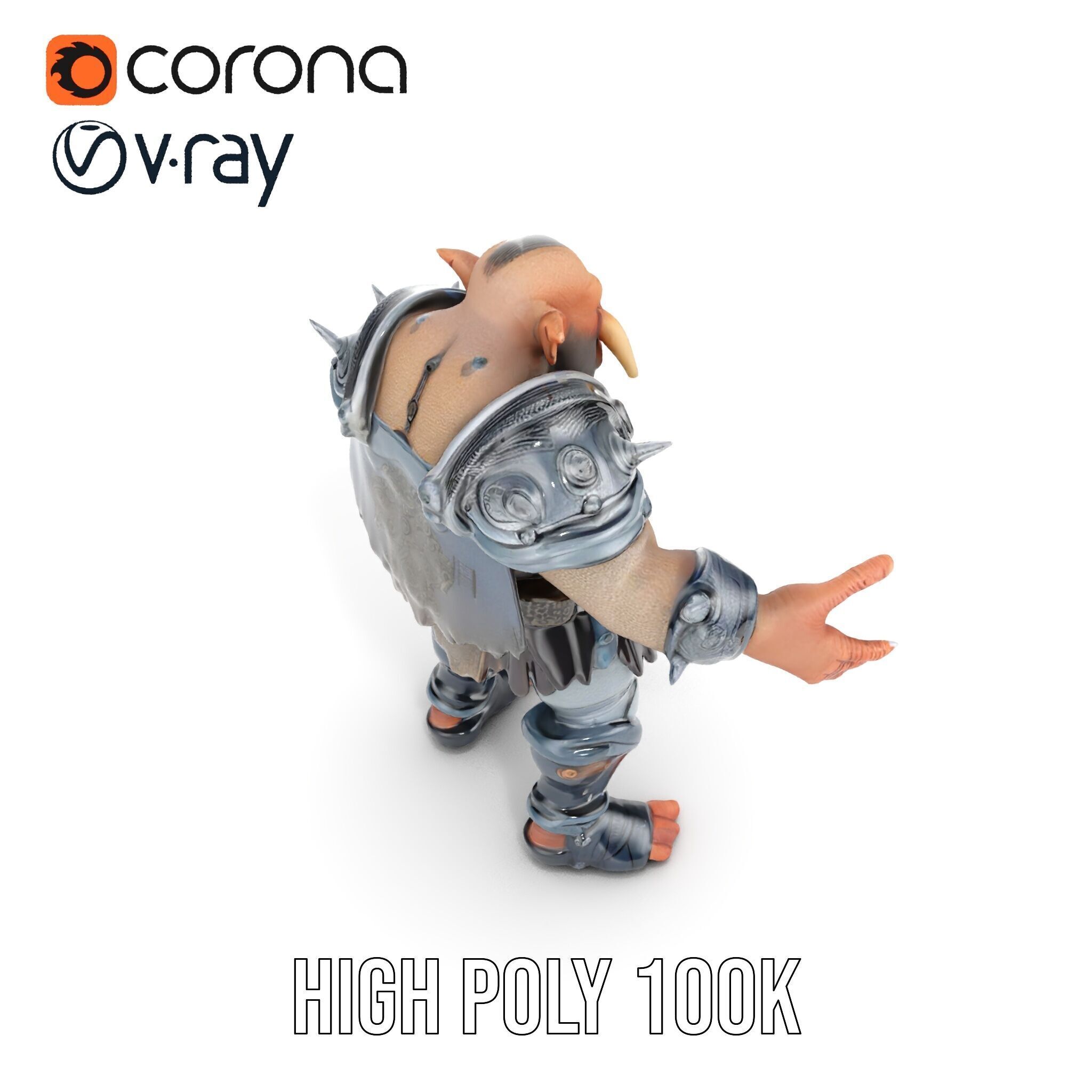 Orc Warlord Rigged and Animated D Character Model Low-poly 3D model_27