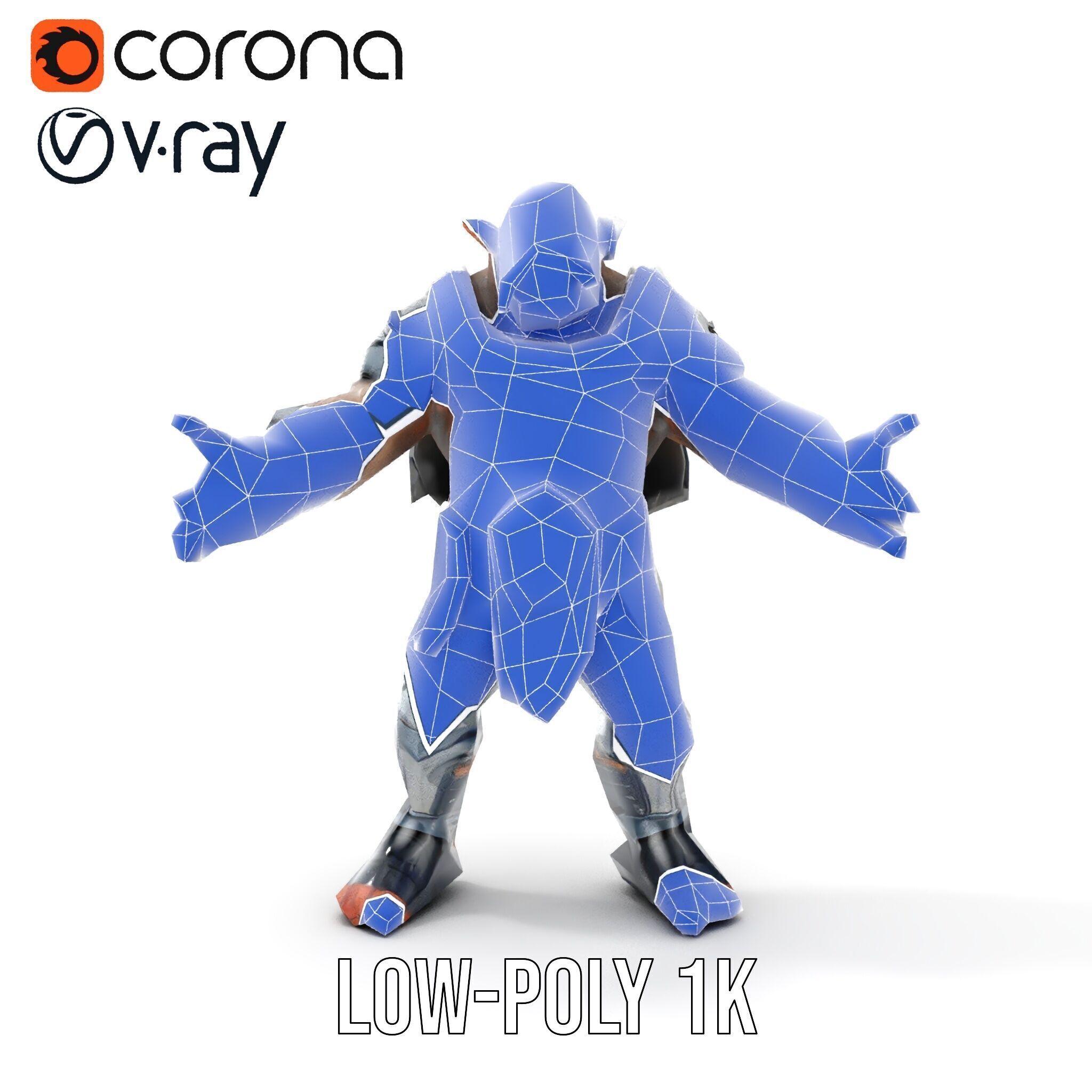 Orc Warlord Rigged and Animated D Character Model Low-poly 3D model_29