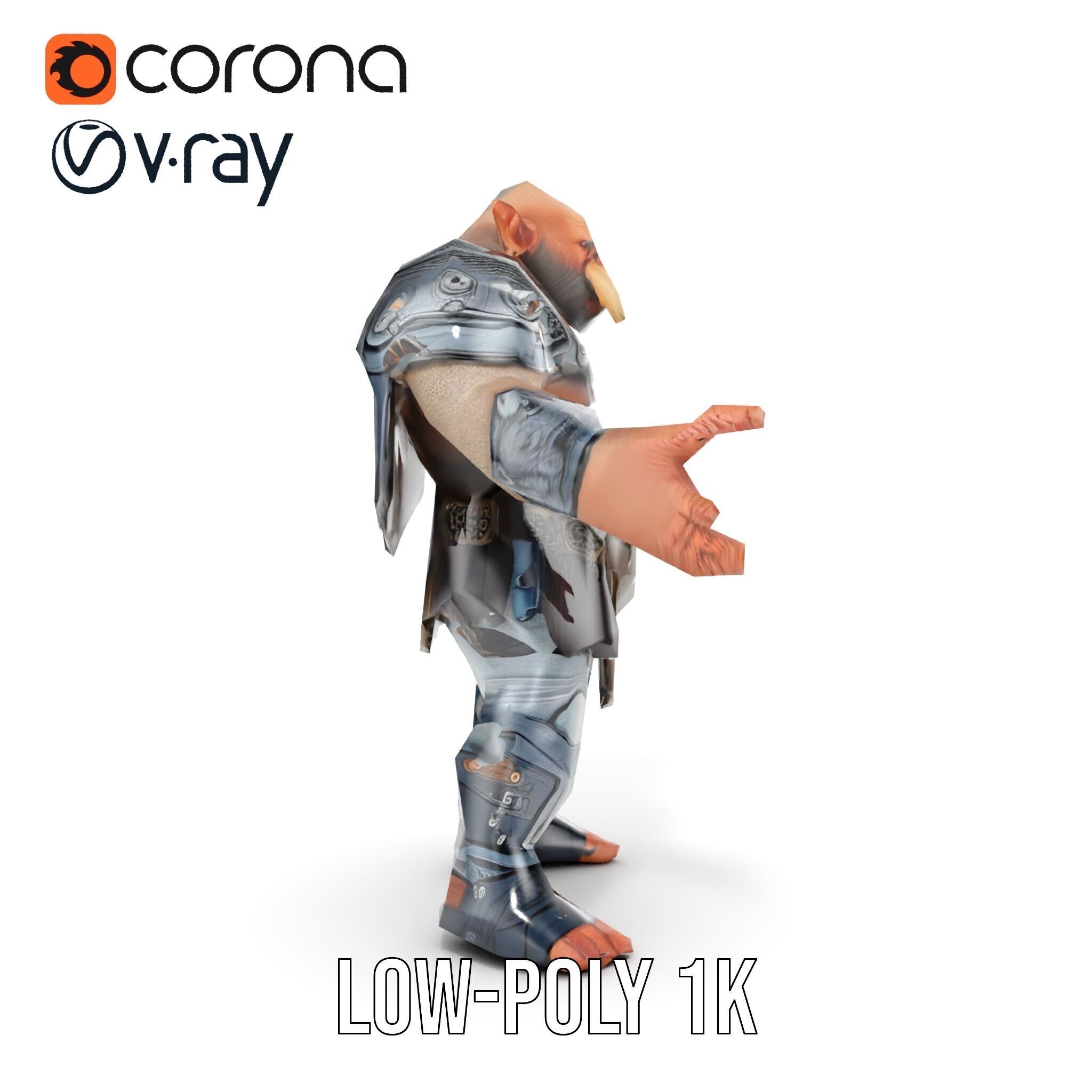 Orc Warlord Rigged and Animated D Character Model Low-poly 3D model_10