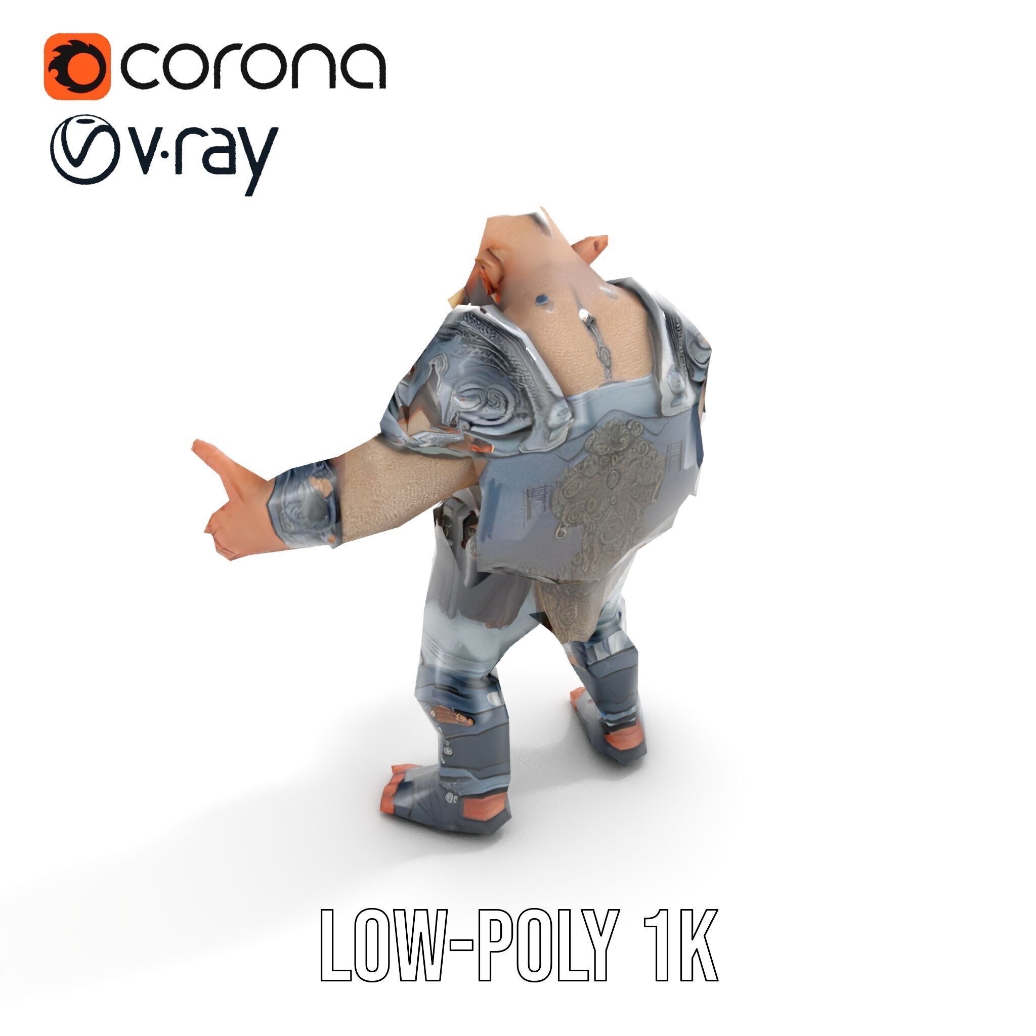 Orc Warlord Rigged and Animated D Character Model Low-poly 3D model_16