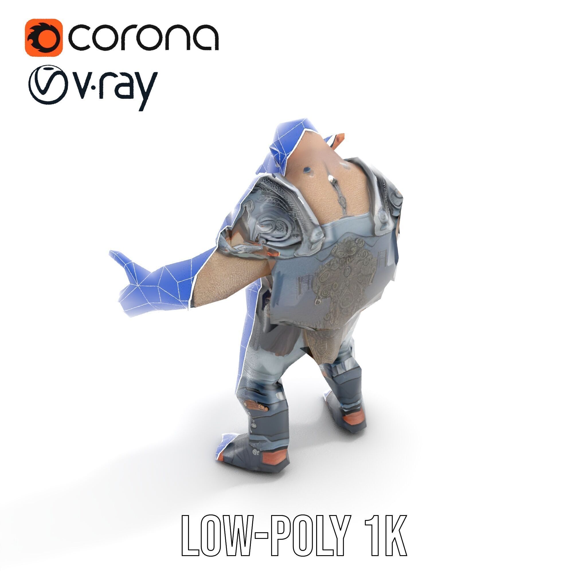 Orc Warlord Rigged and Animated D Character Model Low-poly 3D model_26