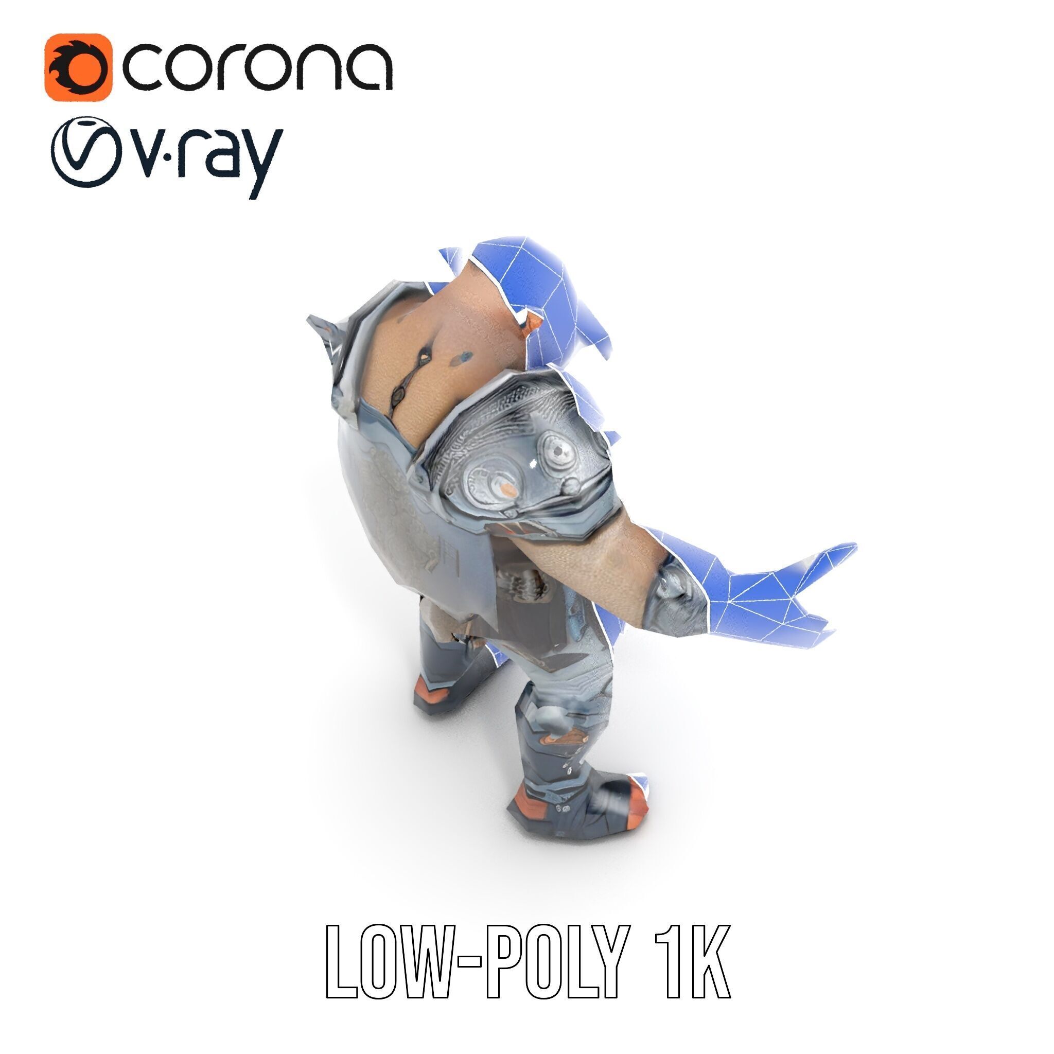 Orc Warlord Rigged and Animated D Character Model Low-poly 3D model_13