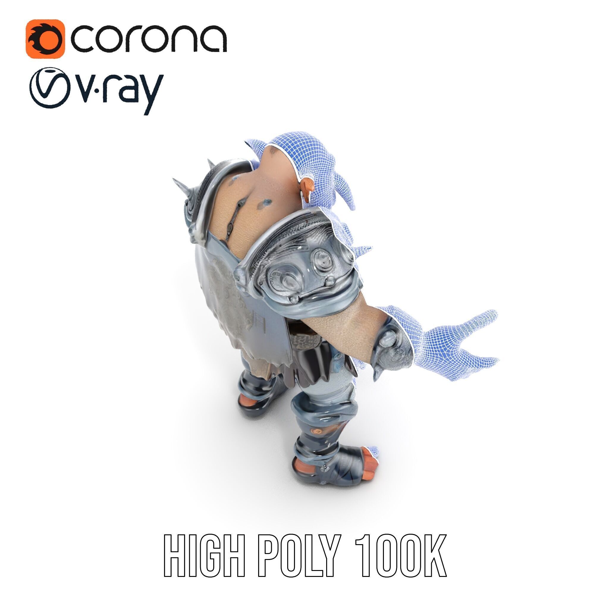 Orc Warlord Rigged and Animated D Character Model Low-poly 3D model_40