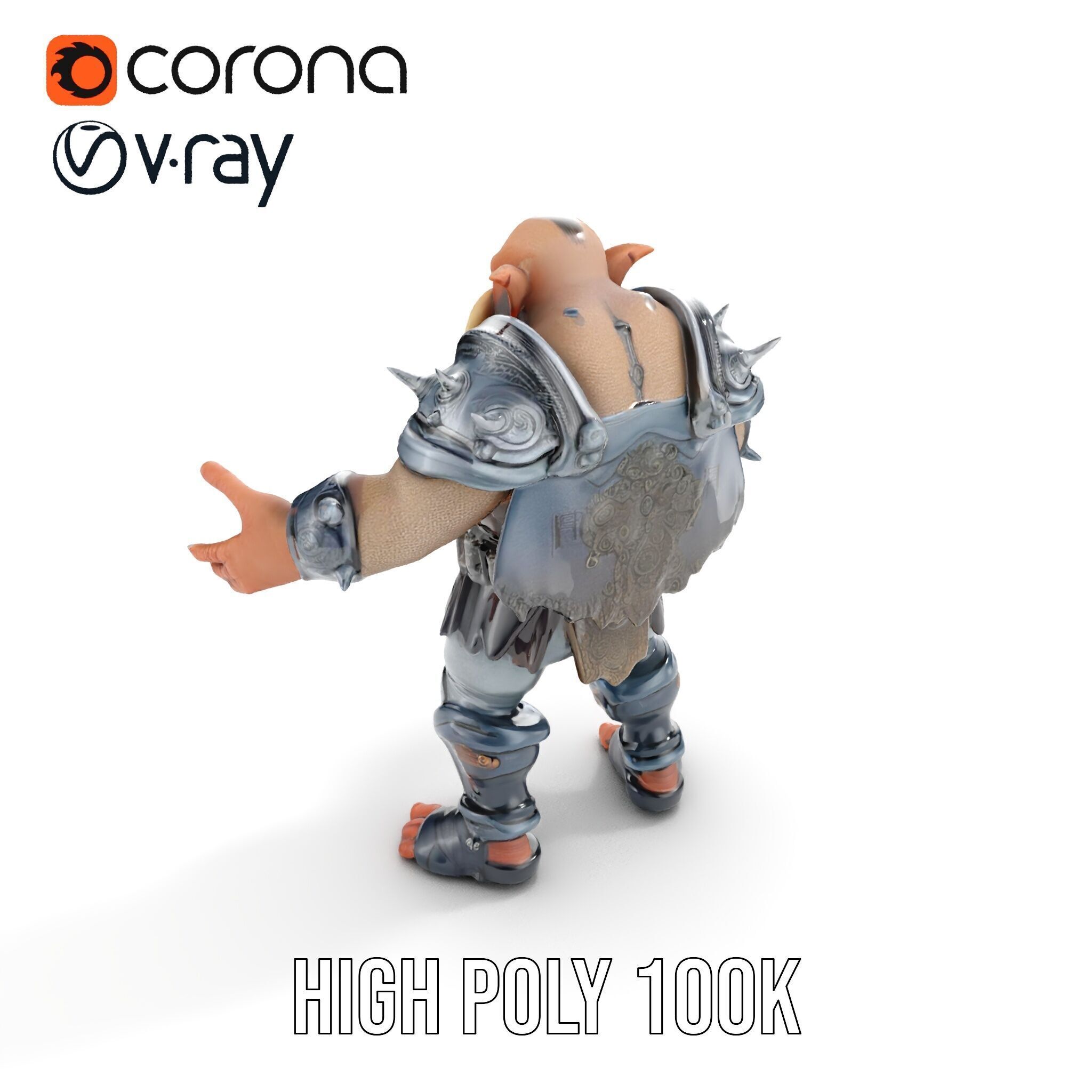 Orc Warlord Rigged and Animated D Character Model Low-poly 3D model_30