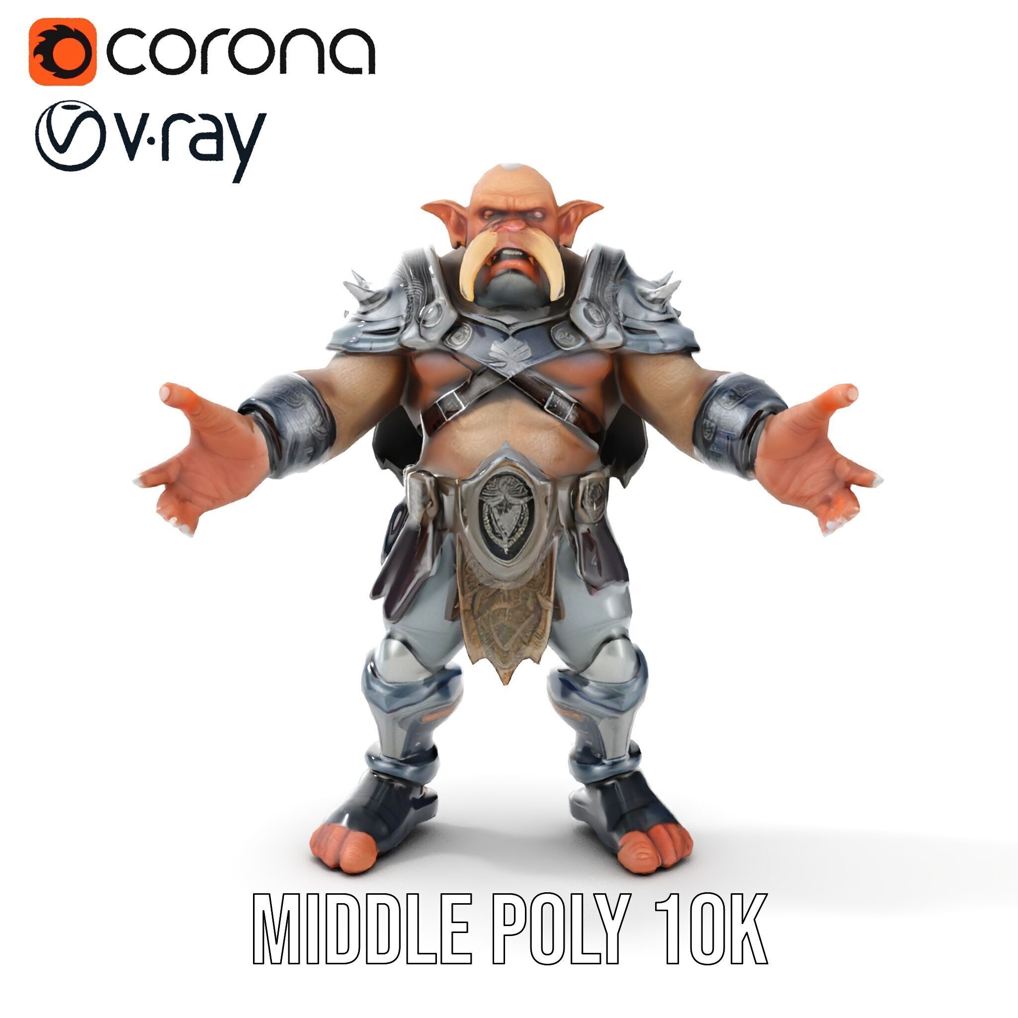 Orc Warlord Rigged and Animated D Character Model Low-poly 3D model_17