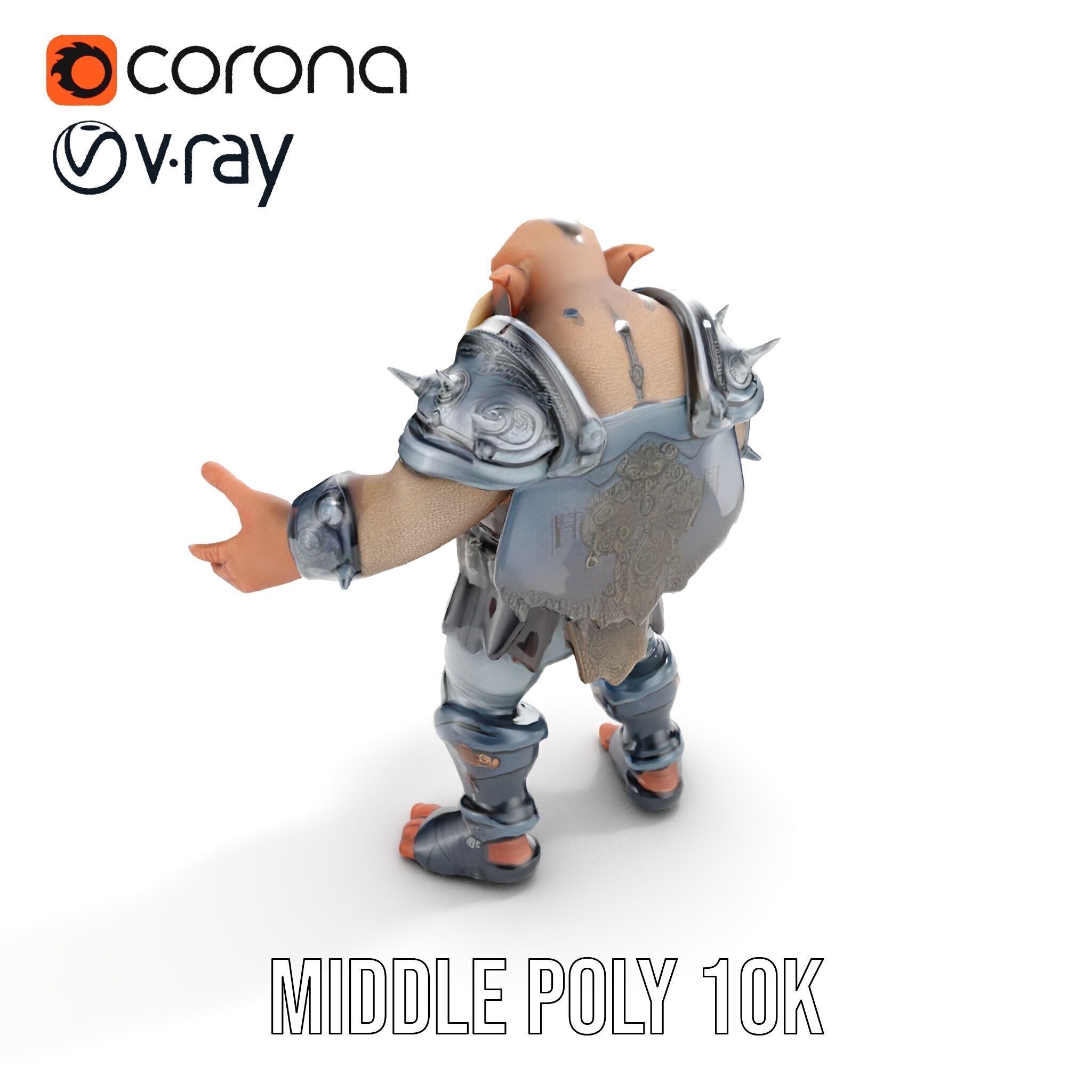 Orc Warlord Rigged and Animated D Character Model Low-poly 3D model_12
