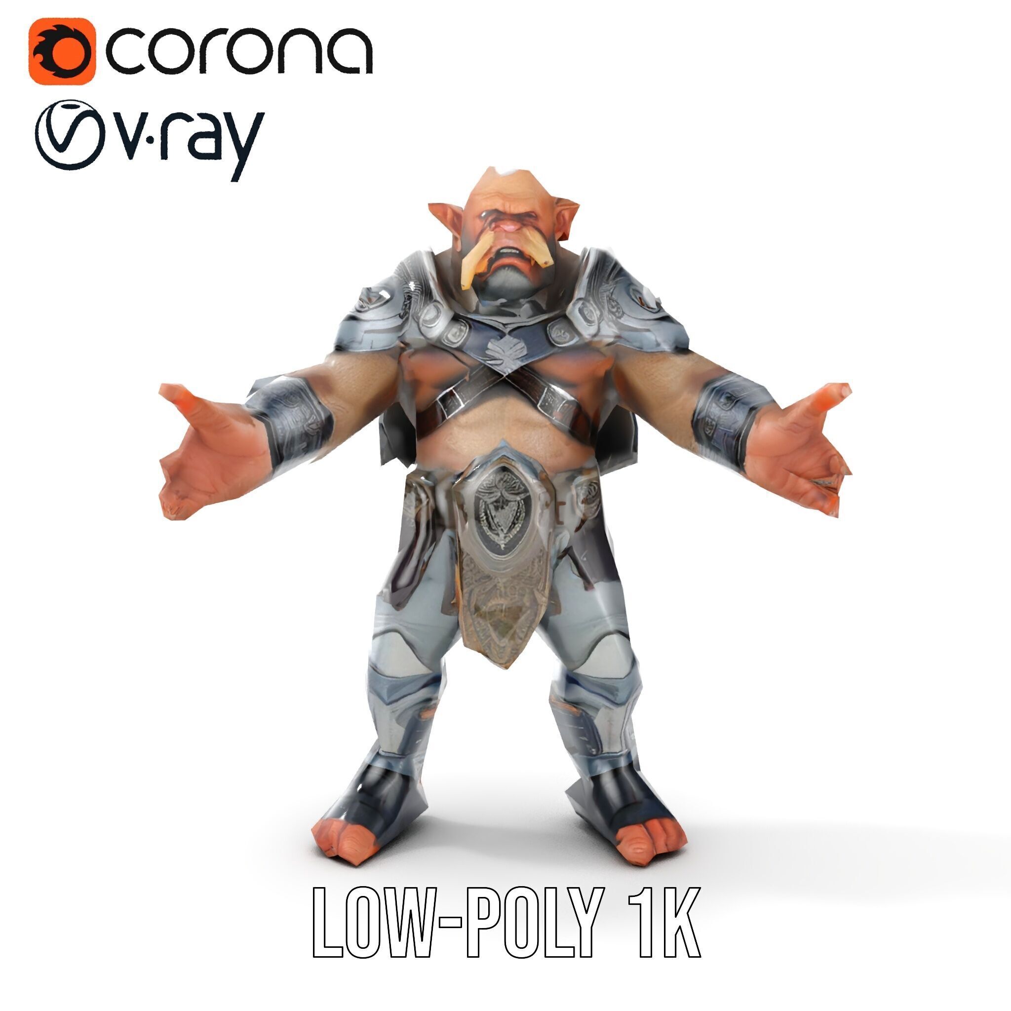 Orc Warlord Rigged and Animated D Character Model Low-poly 3D model_21