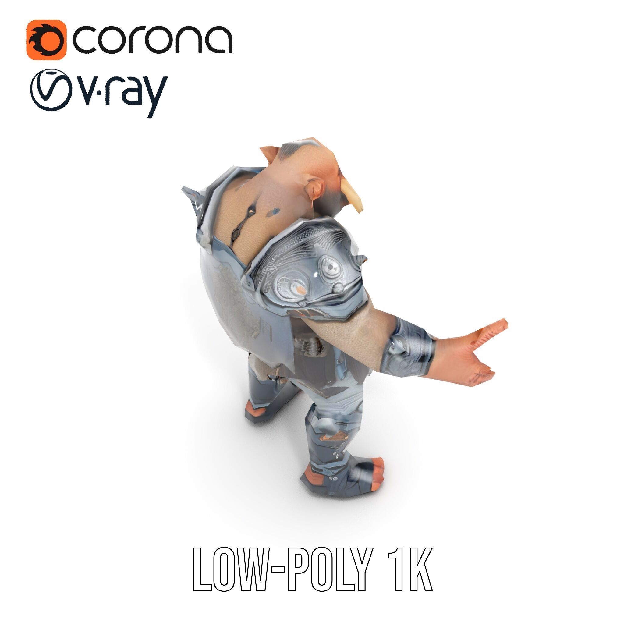 Orc Warlord Rigged and Animated D Character Model Low-poly 3D model_24