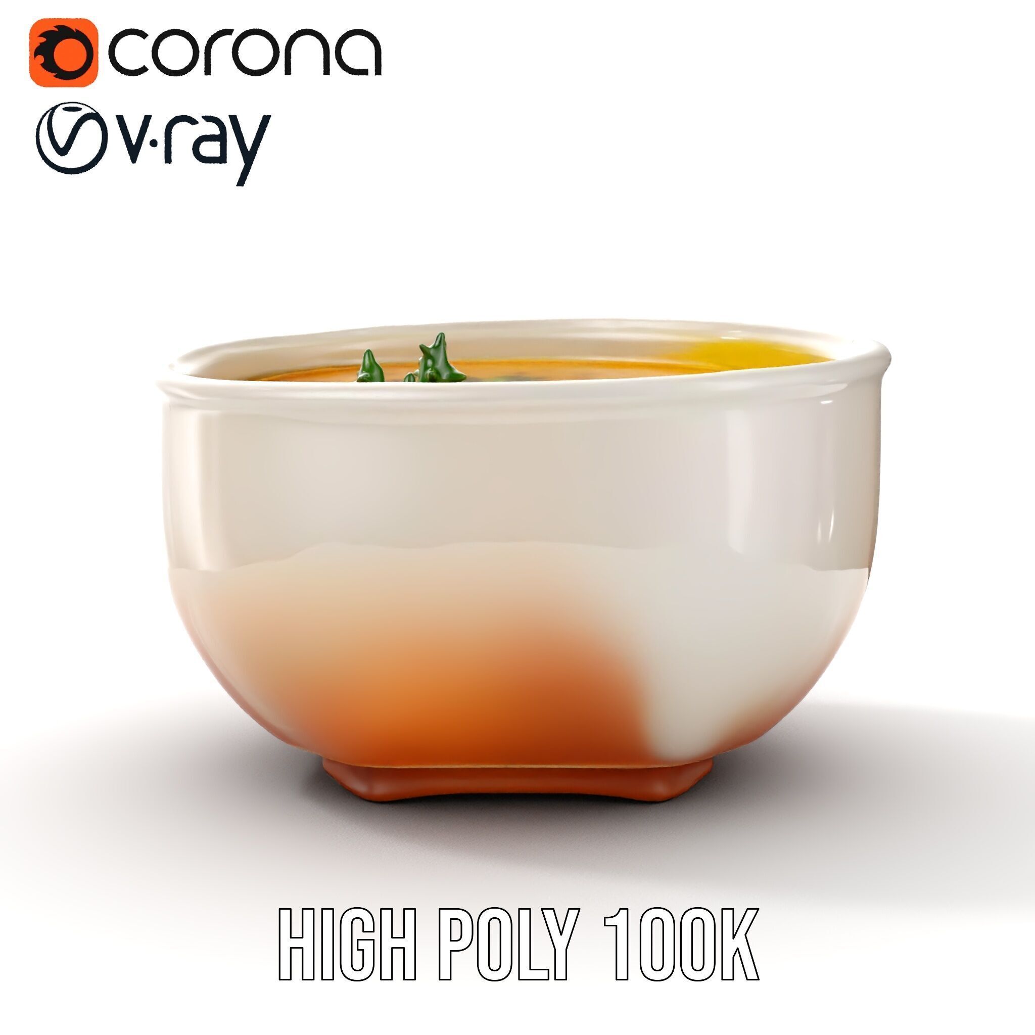 Creamy Lentil Soup model pack with bowl and garnish details Low-poly 3D model_36