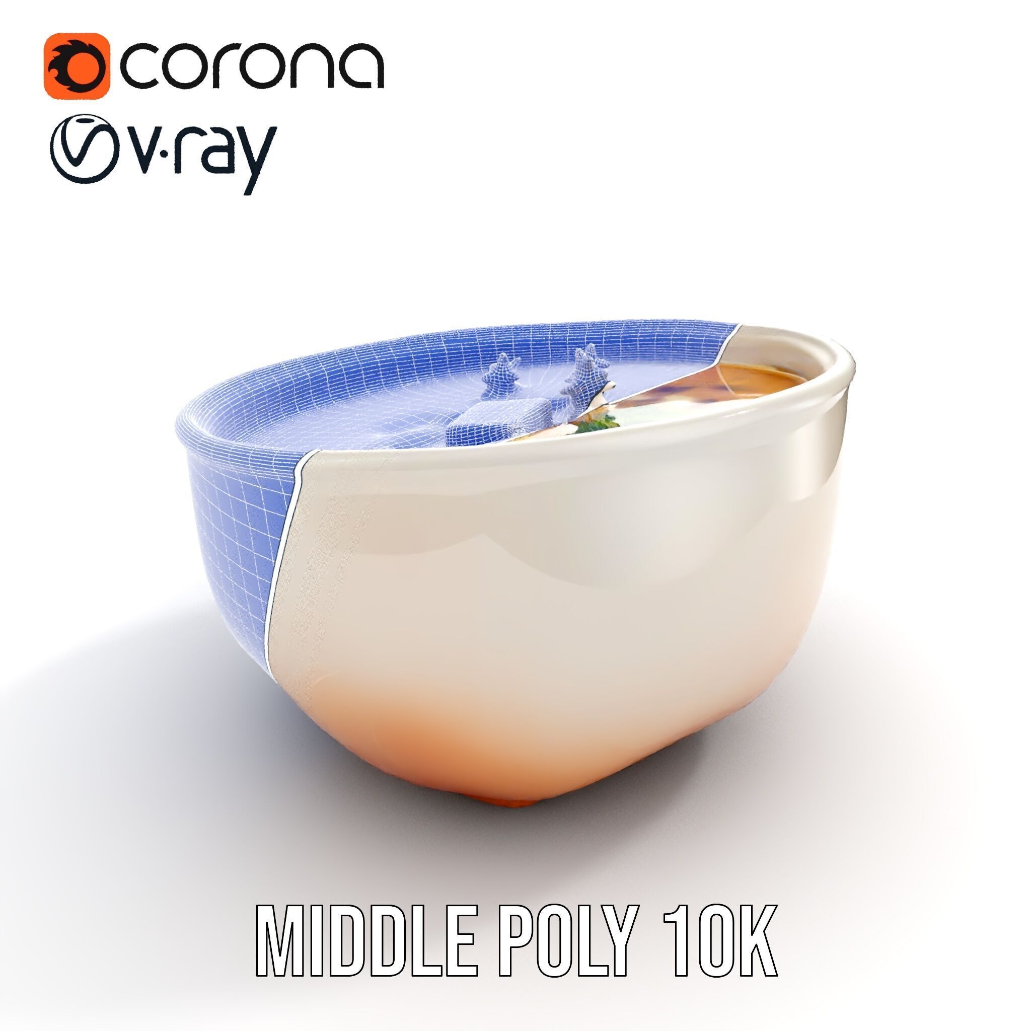 Creamy Lentil Soup model pack with bowl and garnish details Low-poly 3D model_17