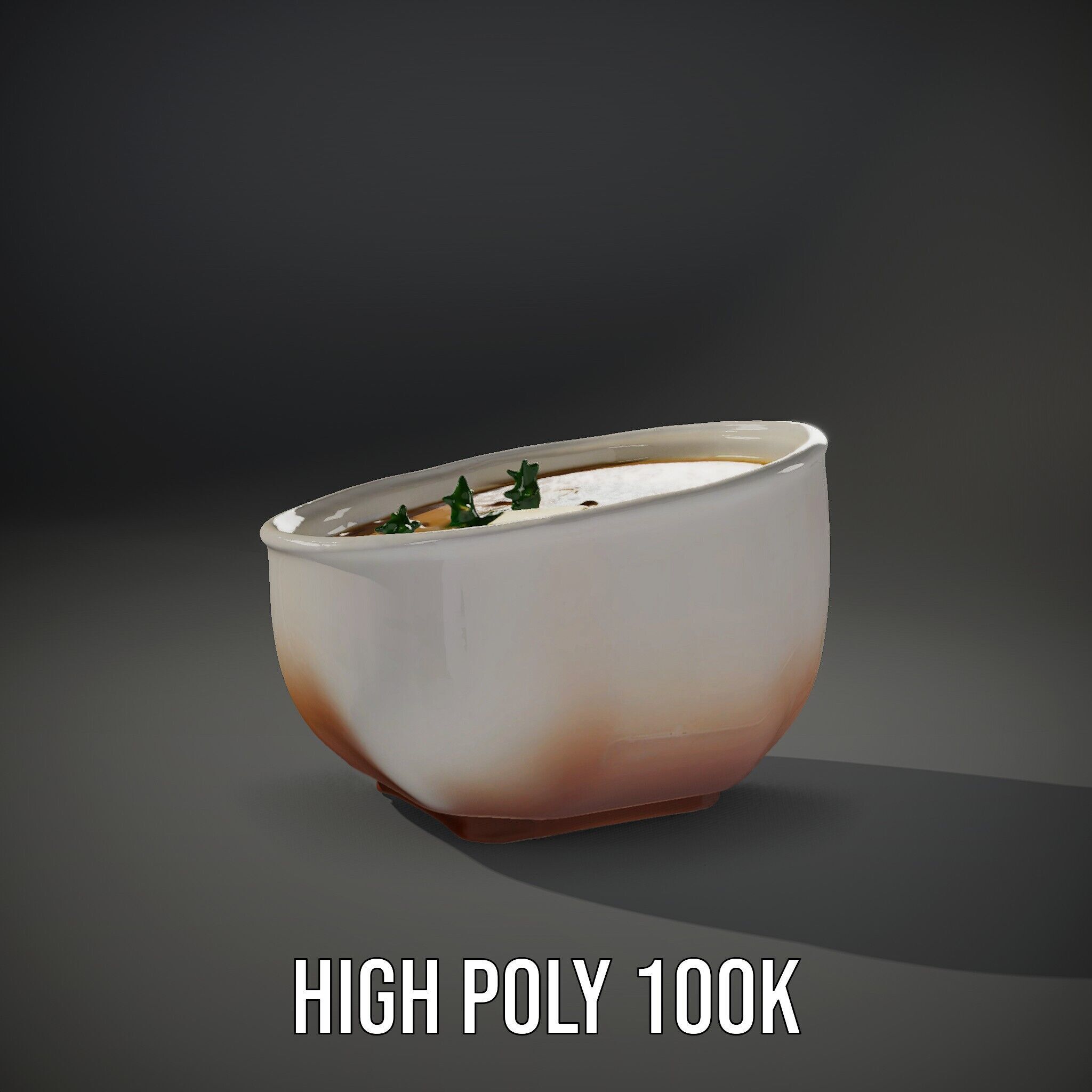 Creamy Lentil Soup model pack with bowl and garnish details Low-poly 3D model_11