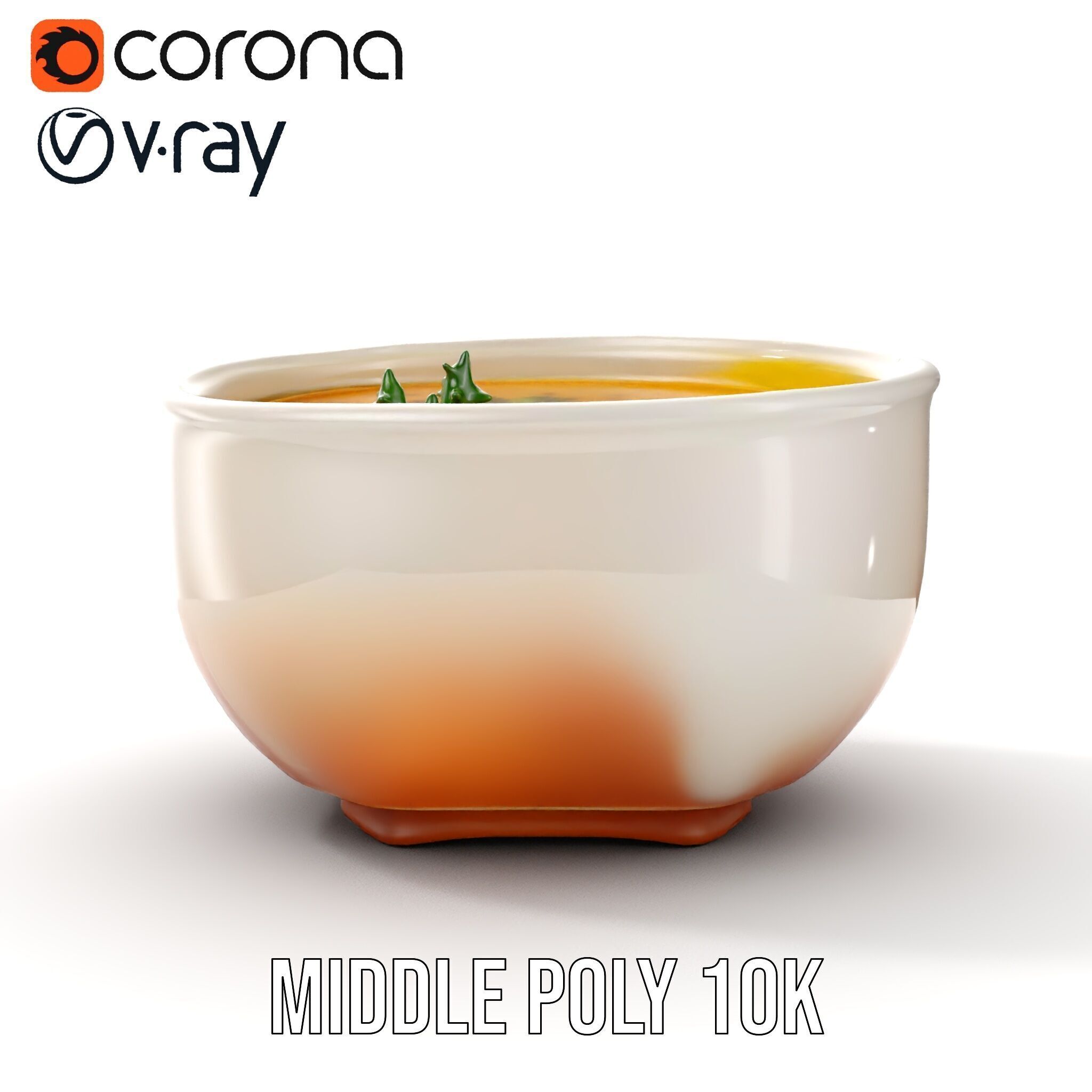 Creamy Lentil Soup model pack with bowl and garnish details Low-poly 3D model_22