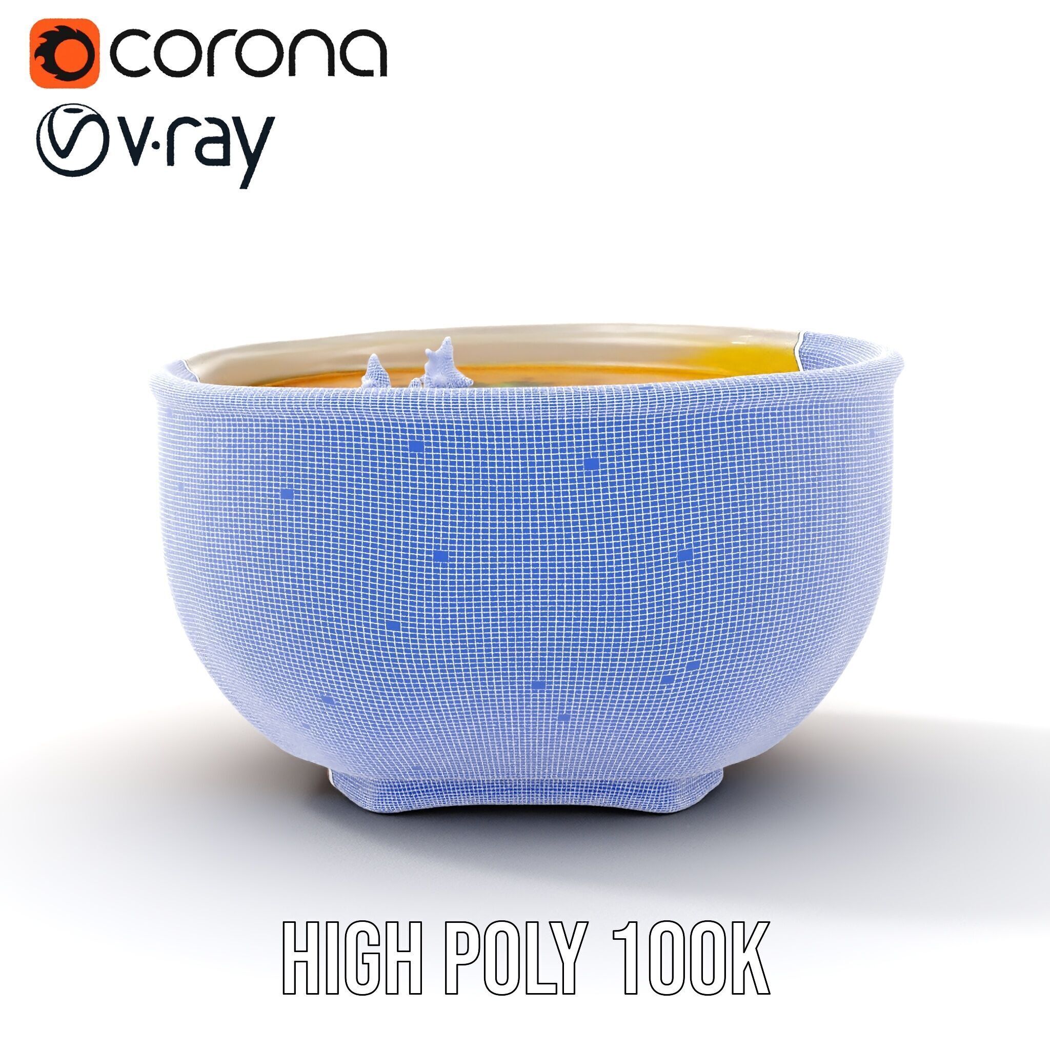 Creamy Lentil Soup model pack with bowl and garnish details Low-poly 3D model_35