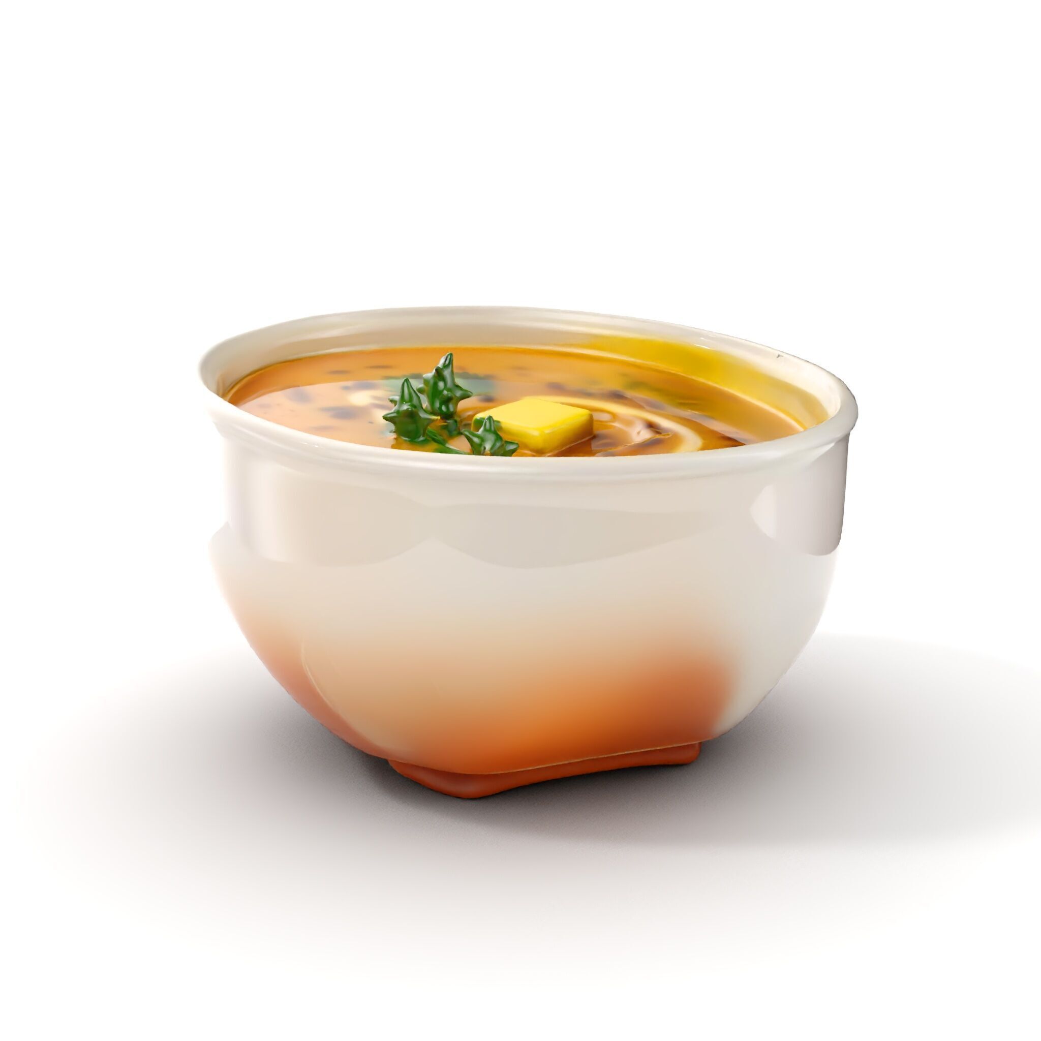 Creamy Lentil Soup model pack with bowl and garnish details Low-poly 3D model_15