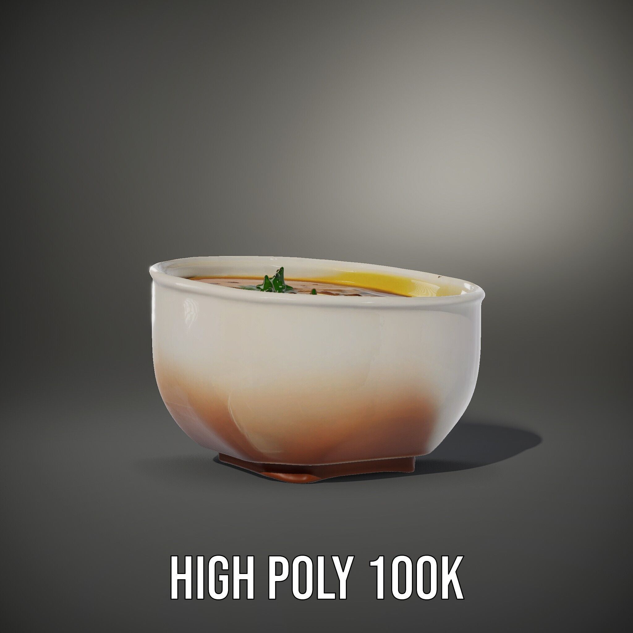 Creamy Lentil Soup model pack with bowl and garnish details Low-poly 3D model_14