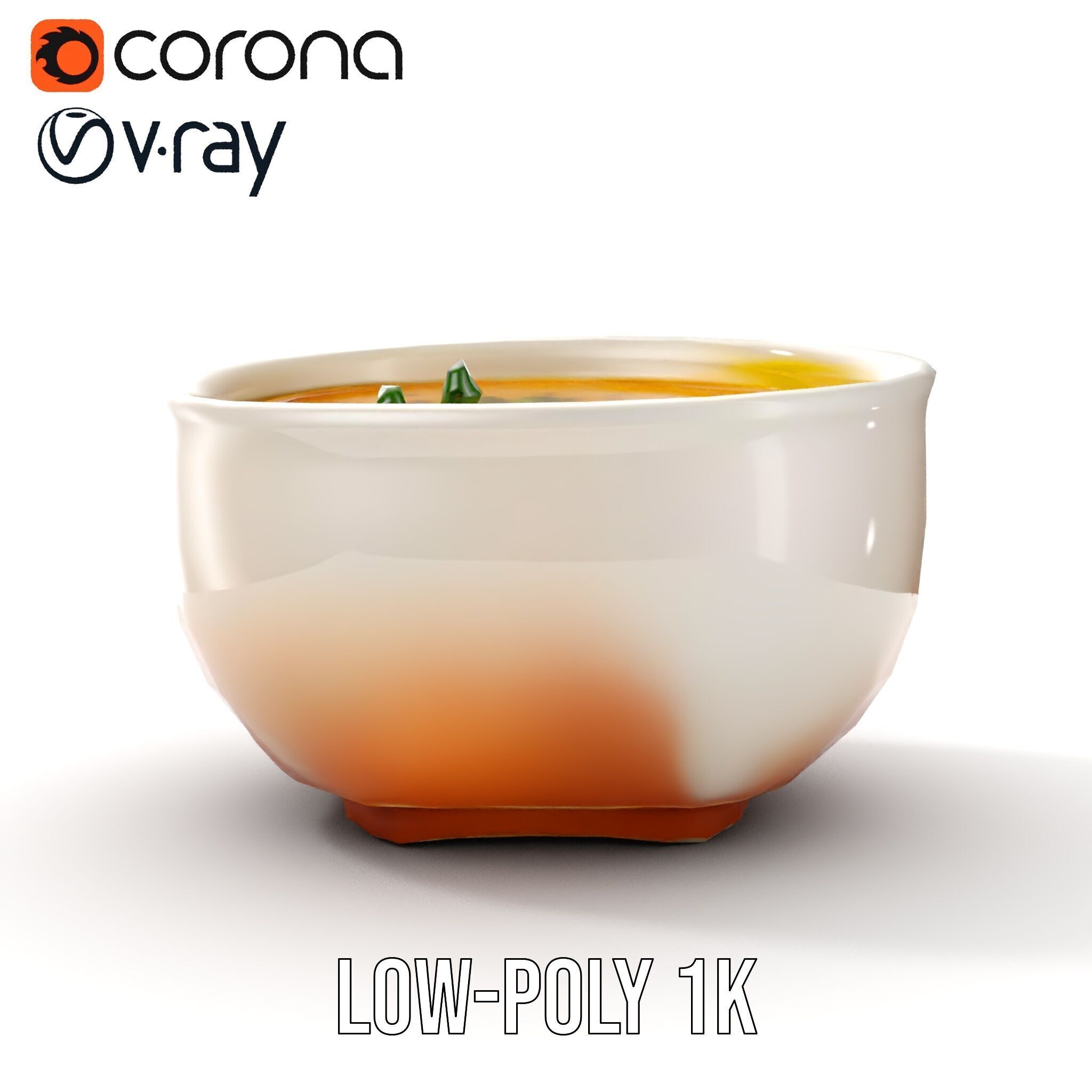 Creamy Lentil Soup model pack with bowl and garnish details Low-poly 3D model_13