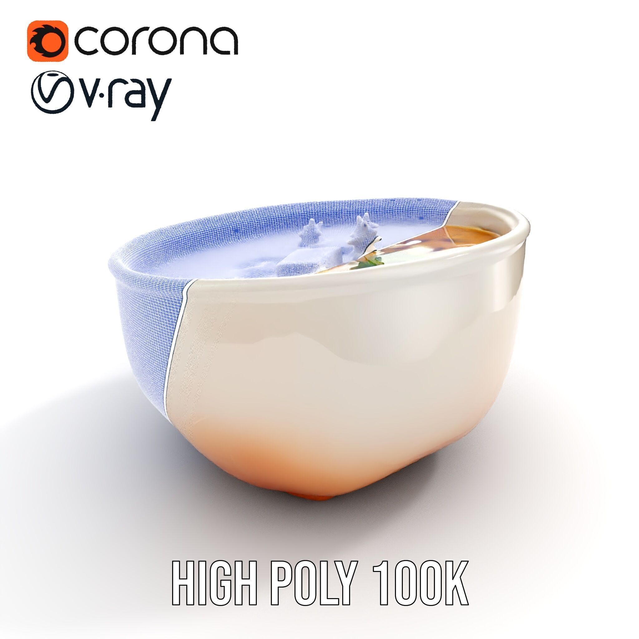 Creamy Lentil Soup model pack with bowl and garnish details Low-poly 3D model_37