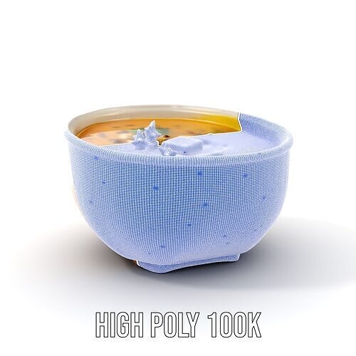 Creamy Lentil Soup model pack with bowl and garnish details Low-poly 3D model 4