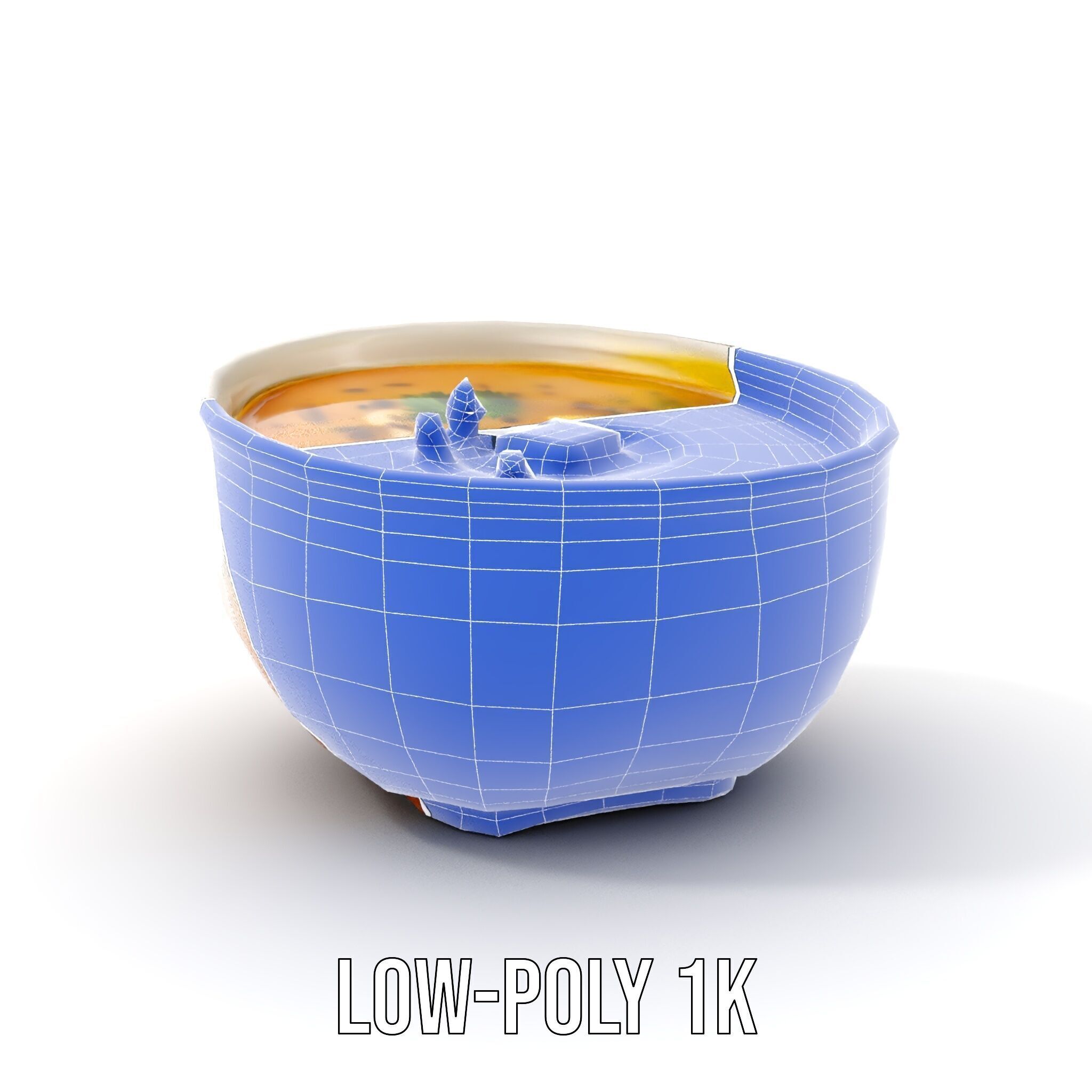 Creamy Lentil Soup model pack with bowl and garnish details Low-poly 3D model_23